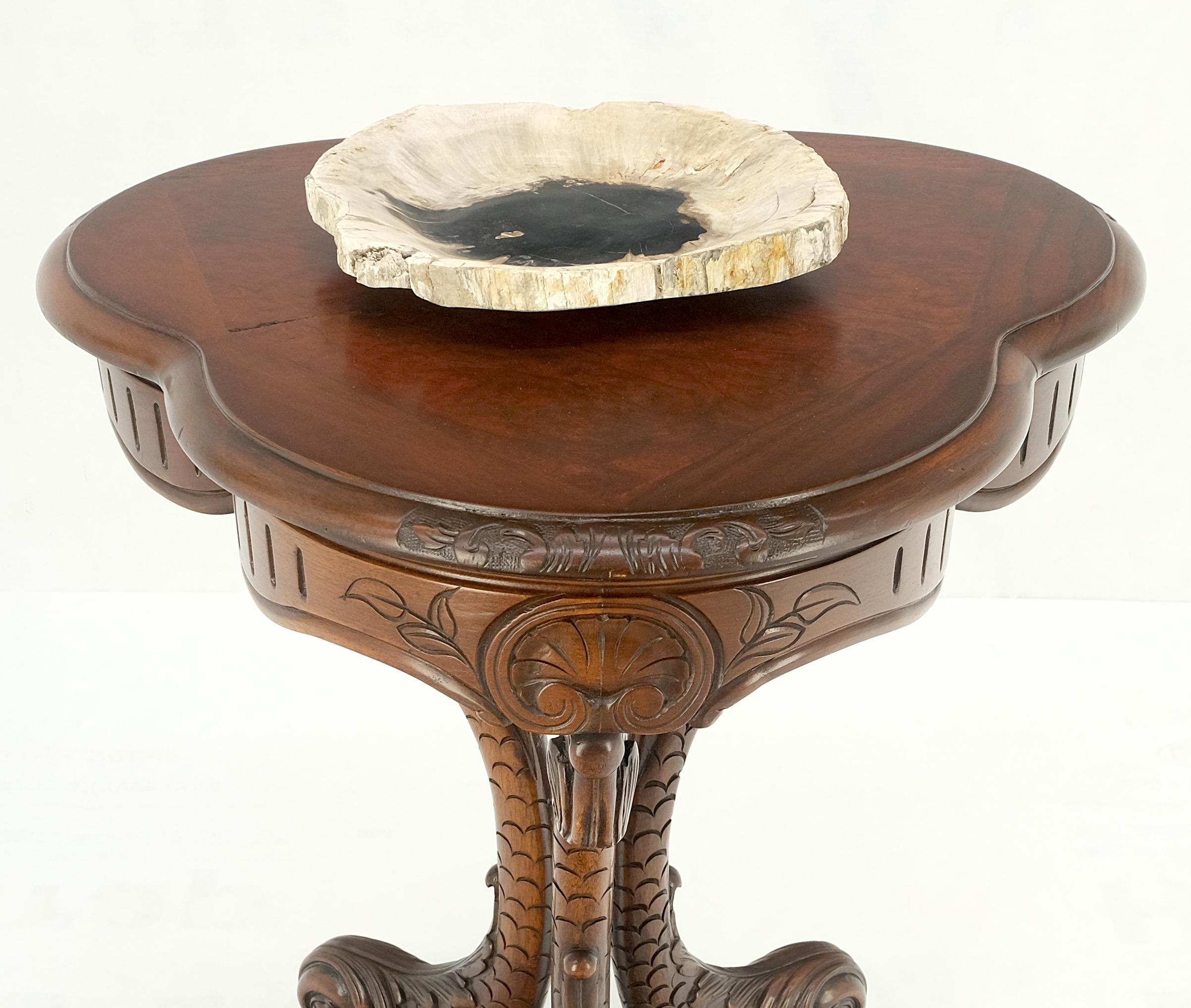 20th Century Petrified Wood Round Shape  Black & Tan Bowl Dish Large Plate Ashtray For Sale