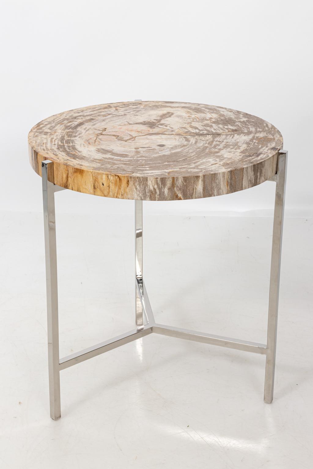 Petrified Wood Side Table by Palececk Maxwell For Sale 1