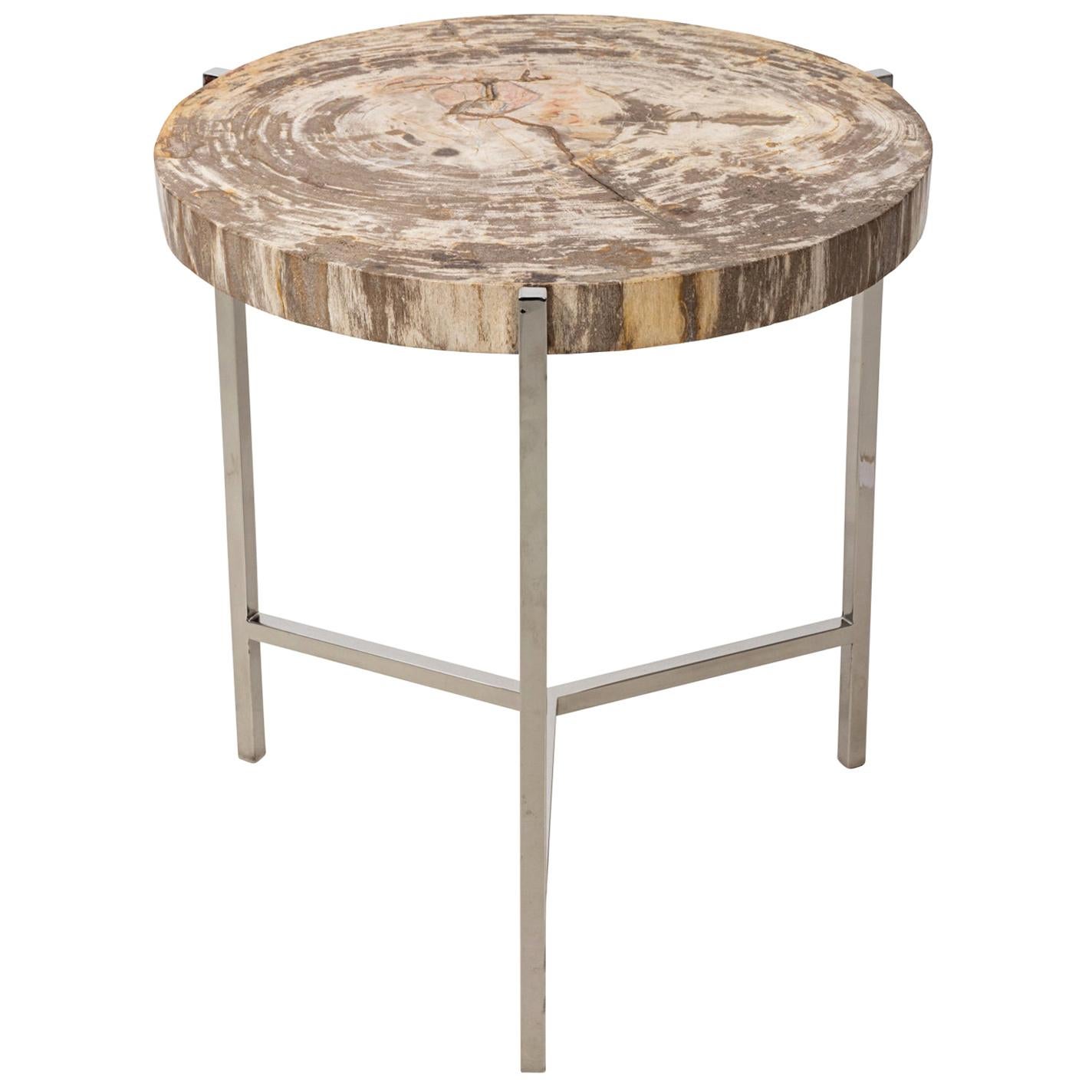 Petrified Wood Side Table by Palececk Maxwell For Sale