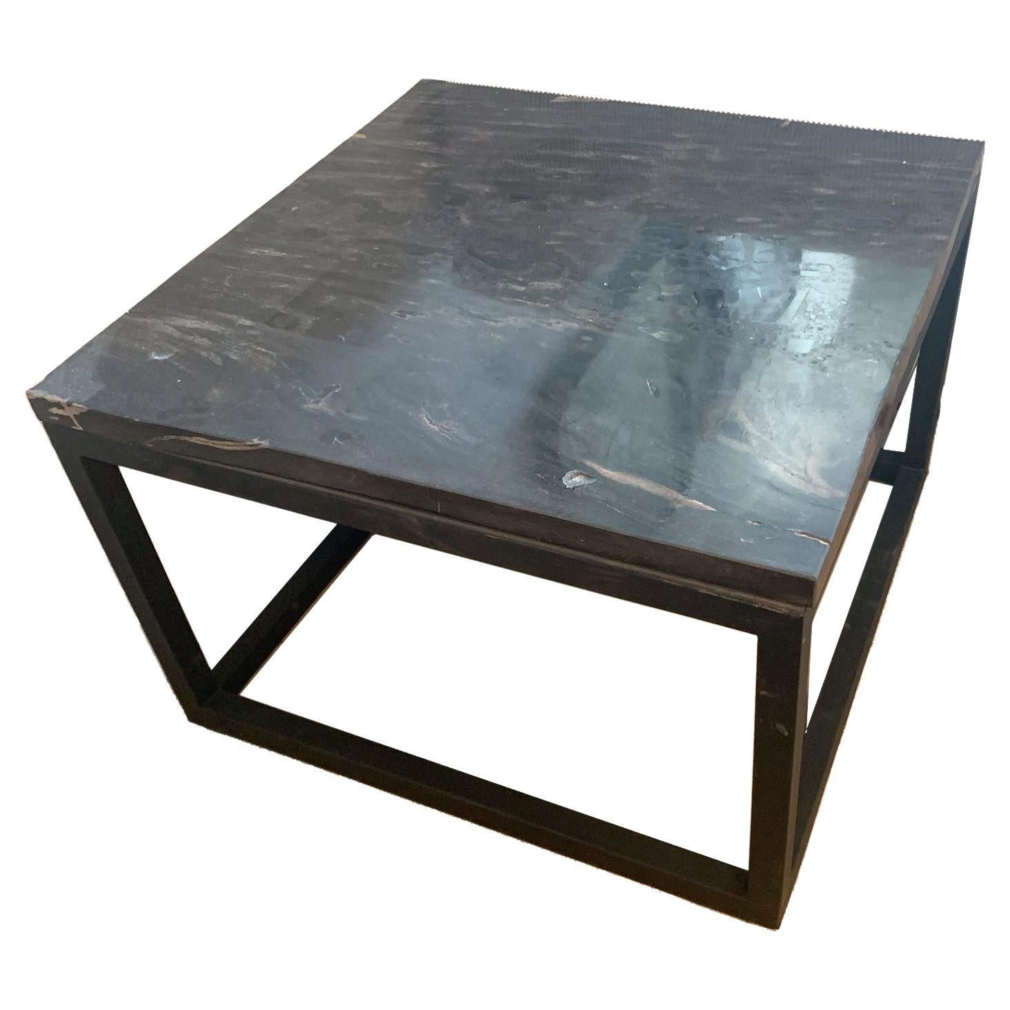 Petrified Wood Side Table For Sale
