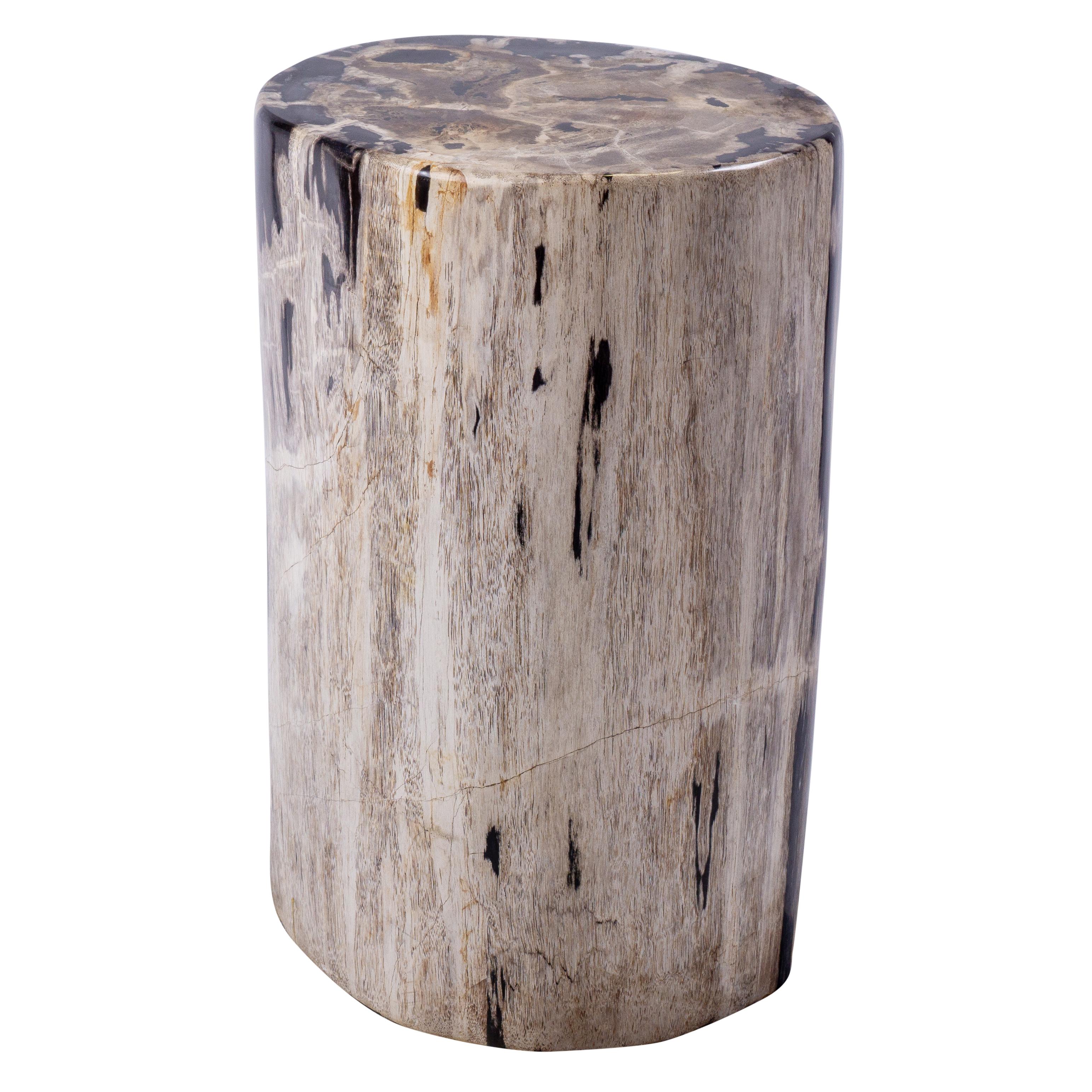 XXIe siècle et contemporain Table d'appoint beige grès pétrifié avec accents noirs en vente