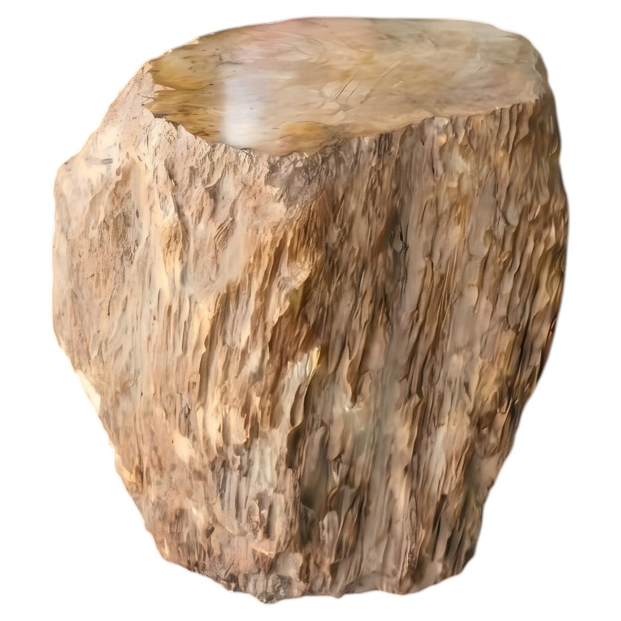 Petrified Wood Side Table, Wabi-Sabi, 21st Century