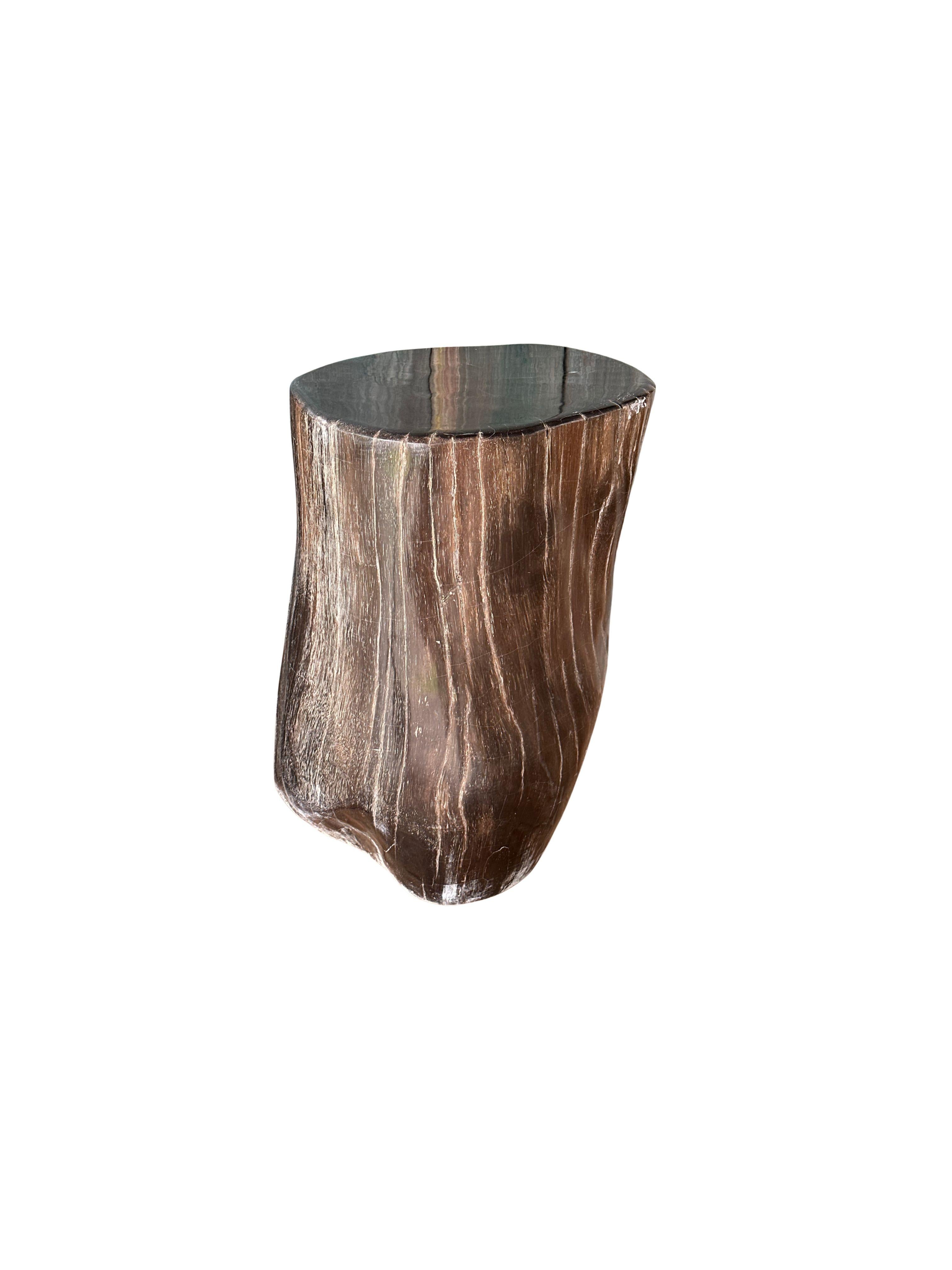 Indonésien Table d'appoint en Wood Wood pétrifié avec des textures étonnantes, The Modern Organic en vente