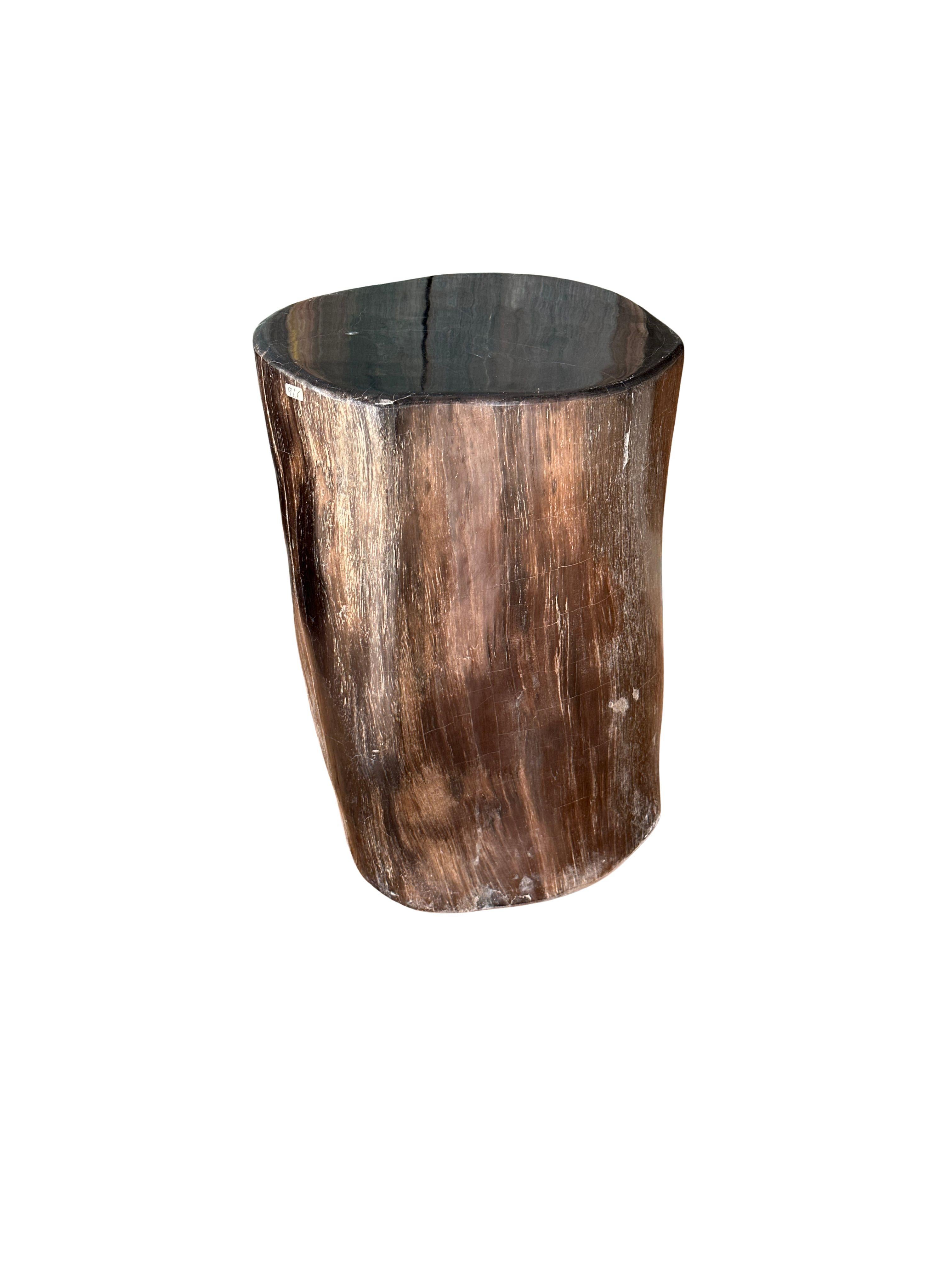 Table d'appoint en Wood Wood pétrifié avec des textures étonnantes, The Modern Organic Bon état - En vente à Jimbaran, Bali