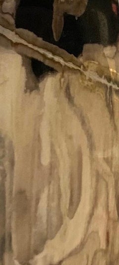 Lampada singola in legno pietrificato con paralume, Indonesia, Contemporary