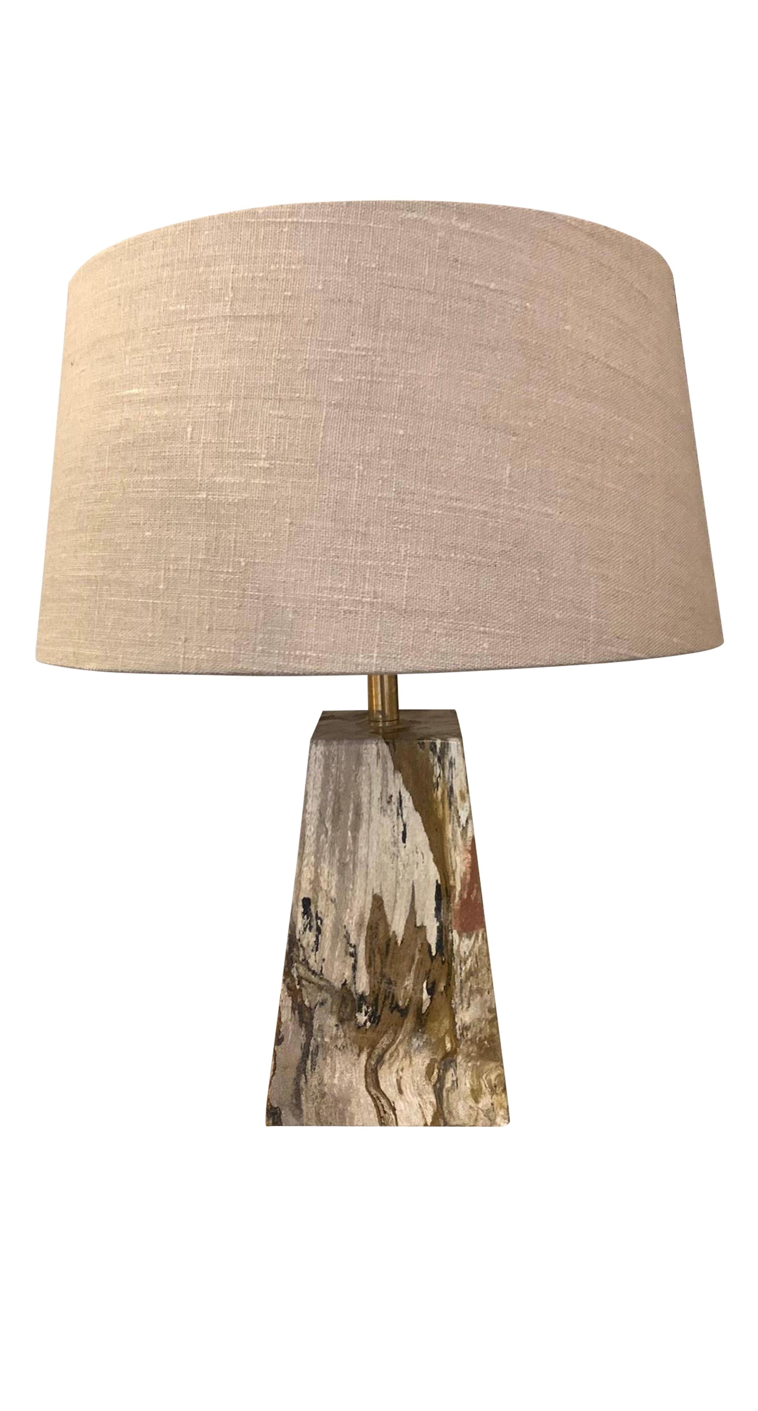 Petrified Wood Single Lamp With Shade, Indonesia, Contemporary 1