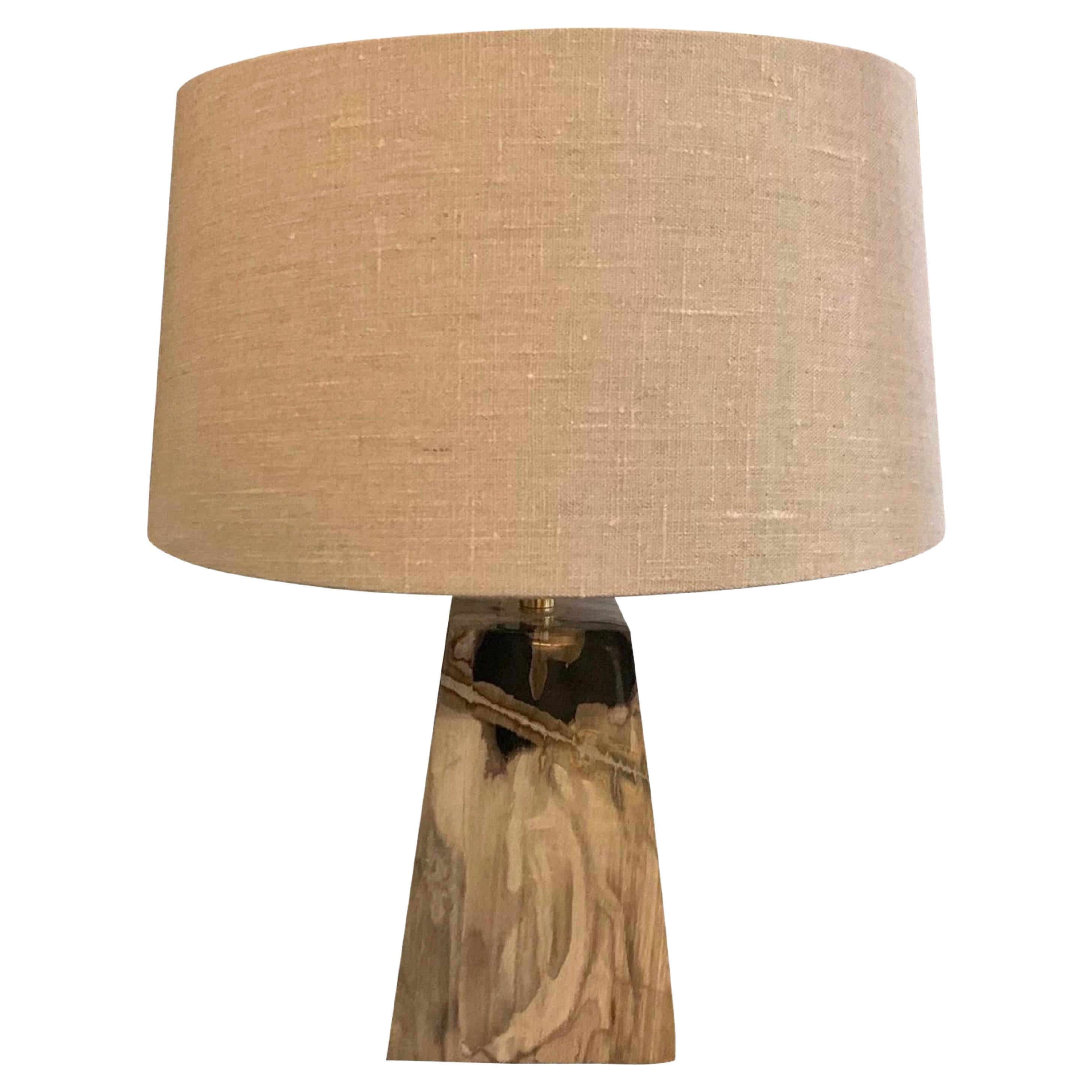 Petrified Wood Single Lamp With Shade, Indonesia, Contemporary