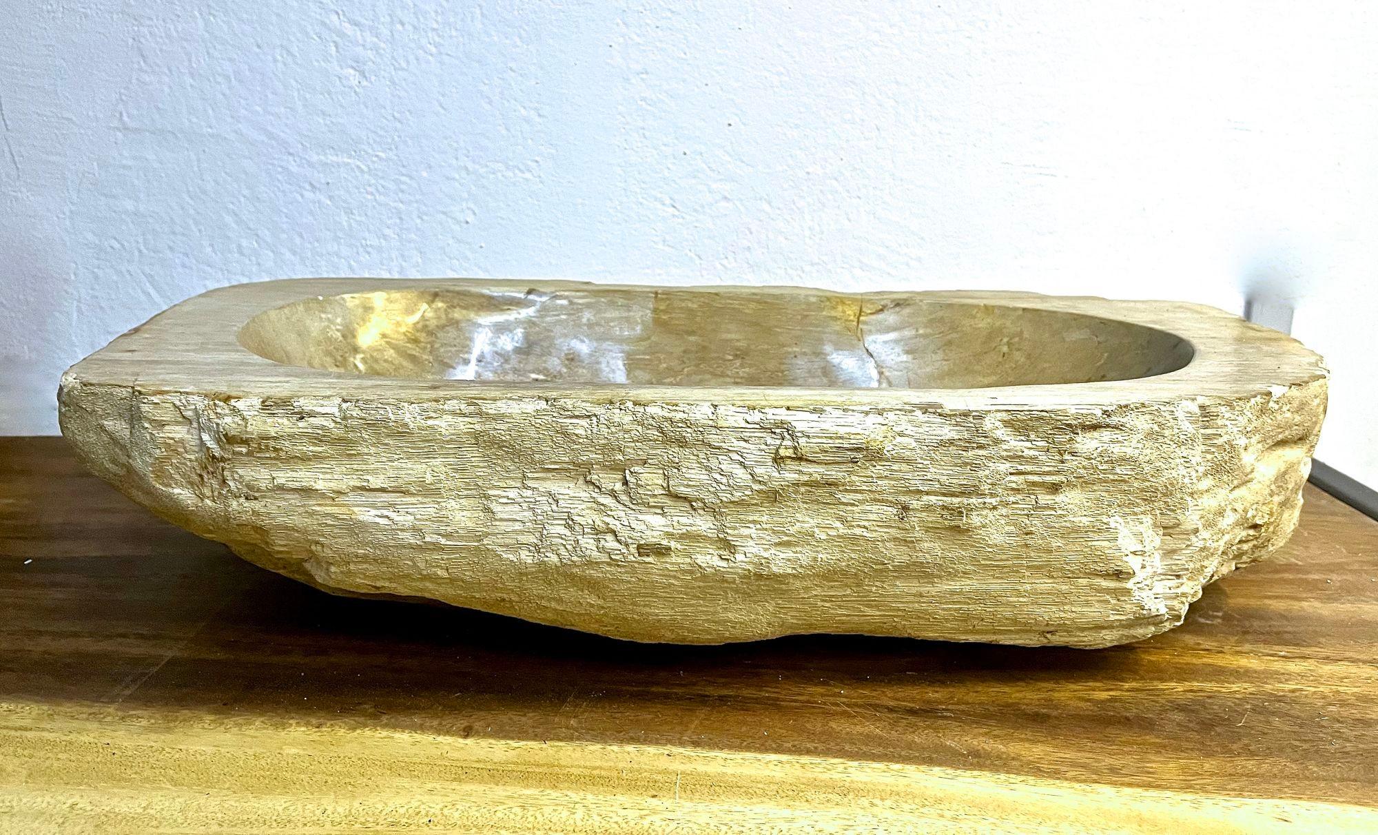 Indonesian Petrified Wood Sink Grey/ Beige Tones, Polished - Top Quality, IDN 2023 For Sale