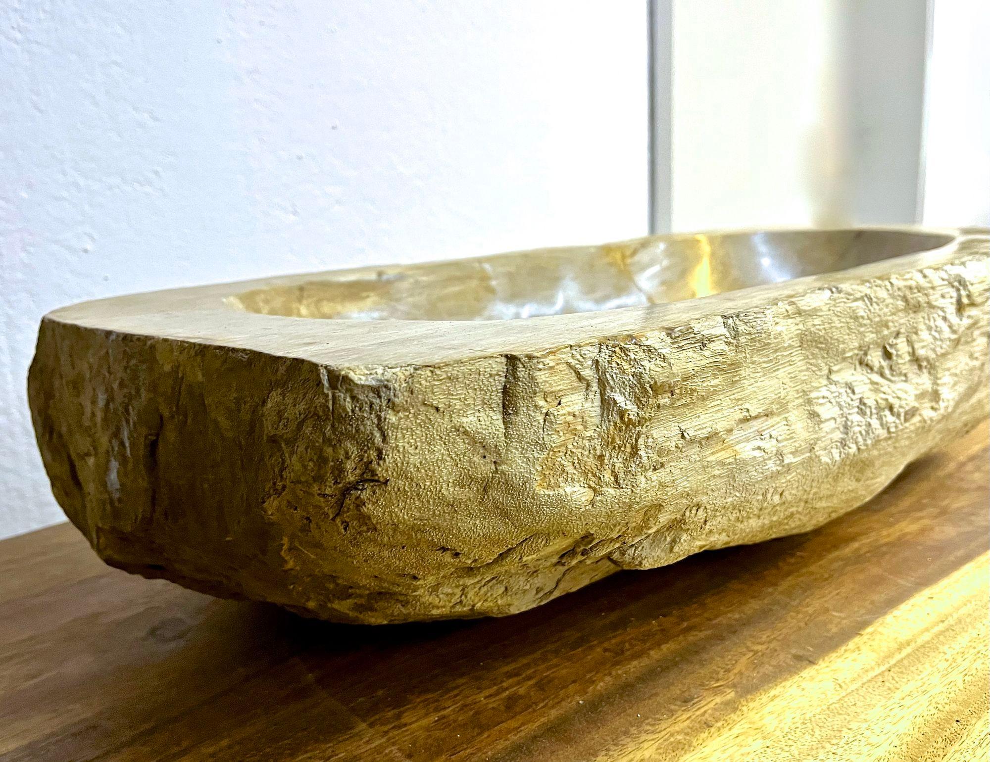 Petrified Wood Sink Grey/ Beige Tones, Polished - Top Quality, IDN 2023 In New Condition For Sale In Lichtenberg, AT