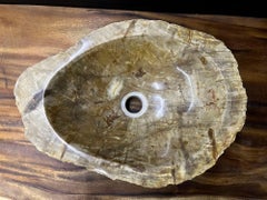 Petrified Wood Sink In Beige/ Brown/ Grey Tones- Organic Modern, Top Quality