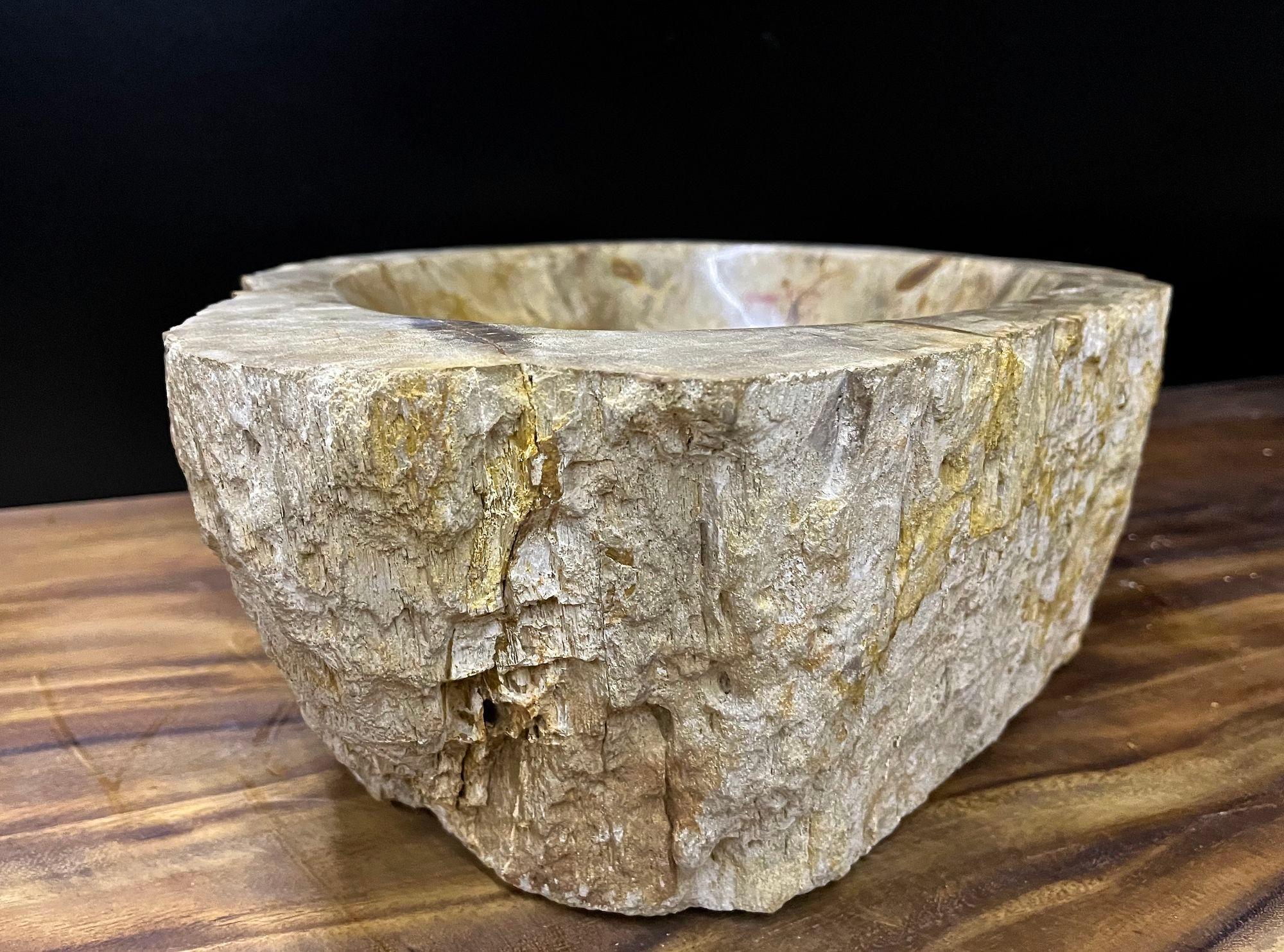 Contemporary Petrified Wood Sink In Beige/ Brown/ Grey Tones- Organic Modern, Top Quality For Sale