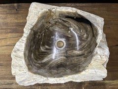 Petrified Wood Sink in Brown/ Grey/ Beige Tones, Polished, Top Quality