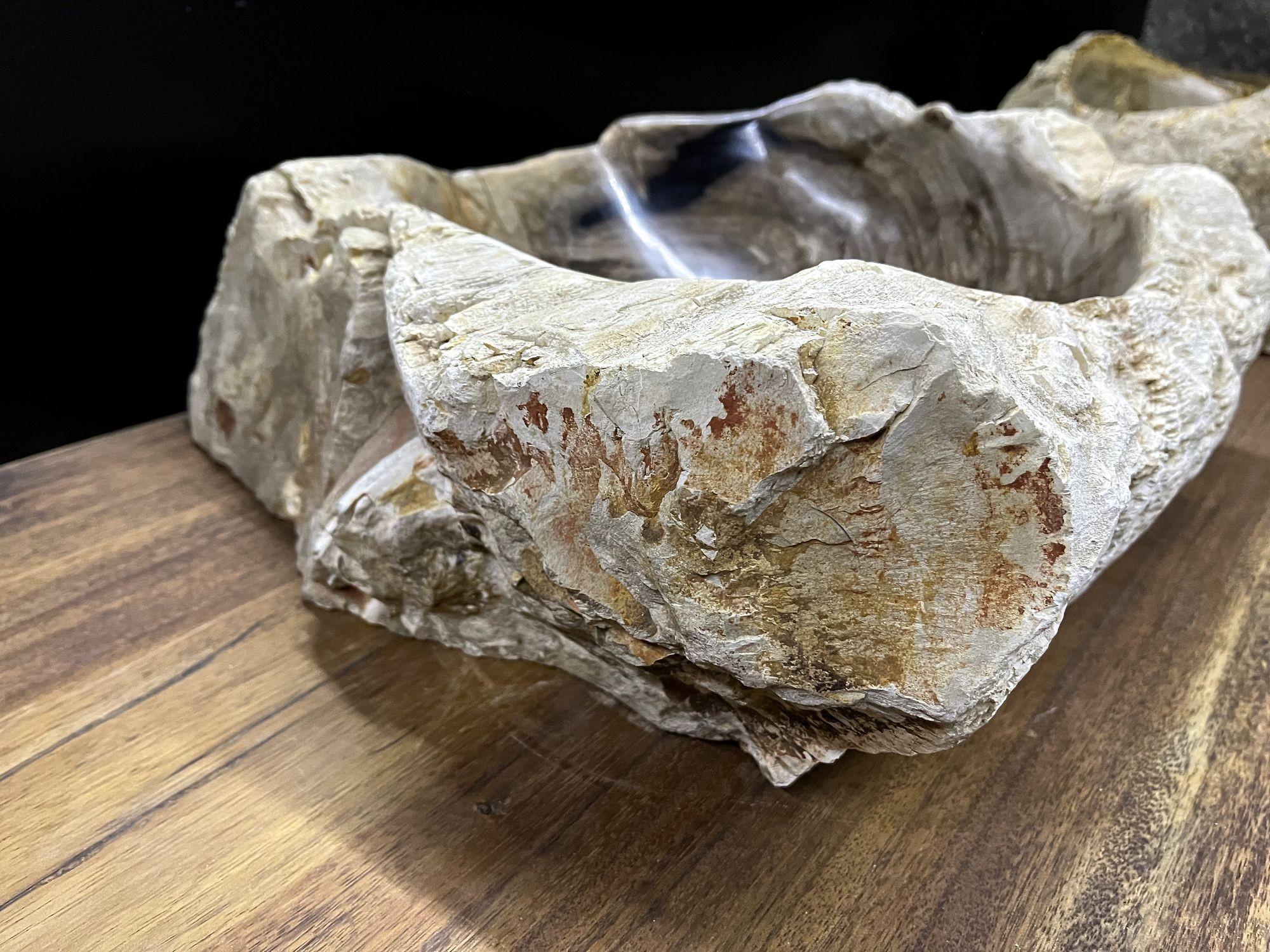 Indonesian Petrified Wood Sink in Brown/ Grey/ Beige Tones, Polished, Top Quality For Sale