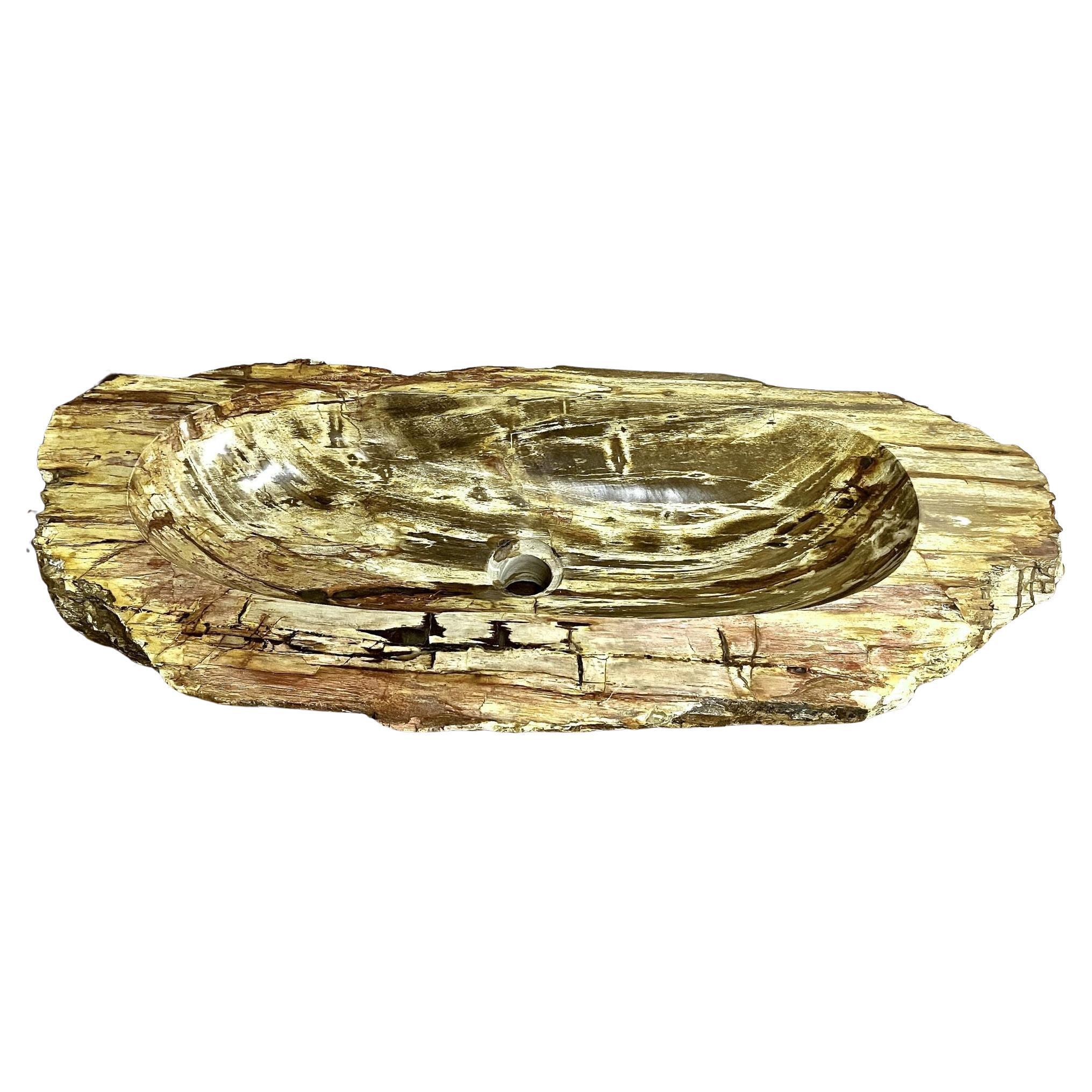 Petrified Wood Sink, Top Quality in Beige/ Brown/ Pink Tones For Sale