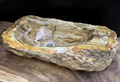 Petrified Wood Sink, Top Quality in Beige / Brown / Yellow Tones