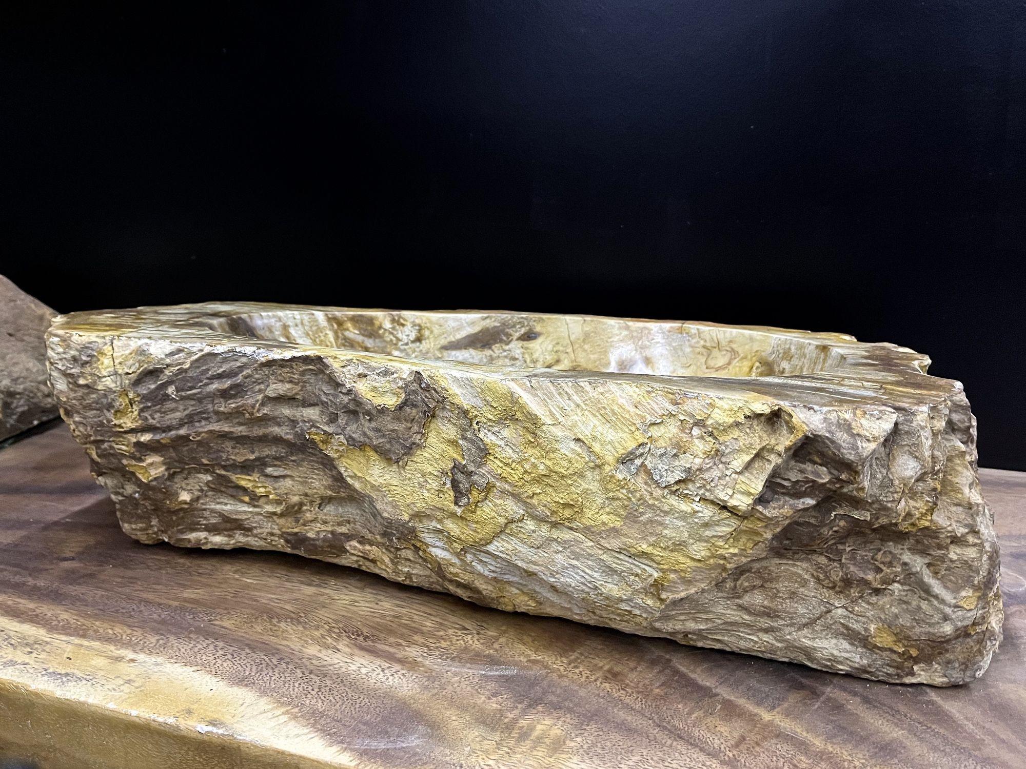 Petrified Wood Sink, Top Quality in Beige / Brown / Yellow Tones For Sale 1