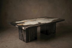 Petrified Wood Table, Black & Bone, Organic Modern, 21st Century