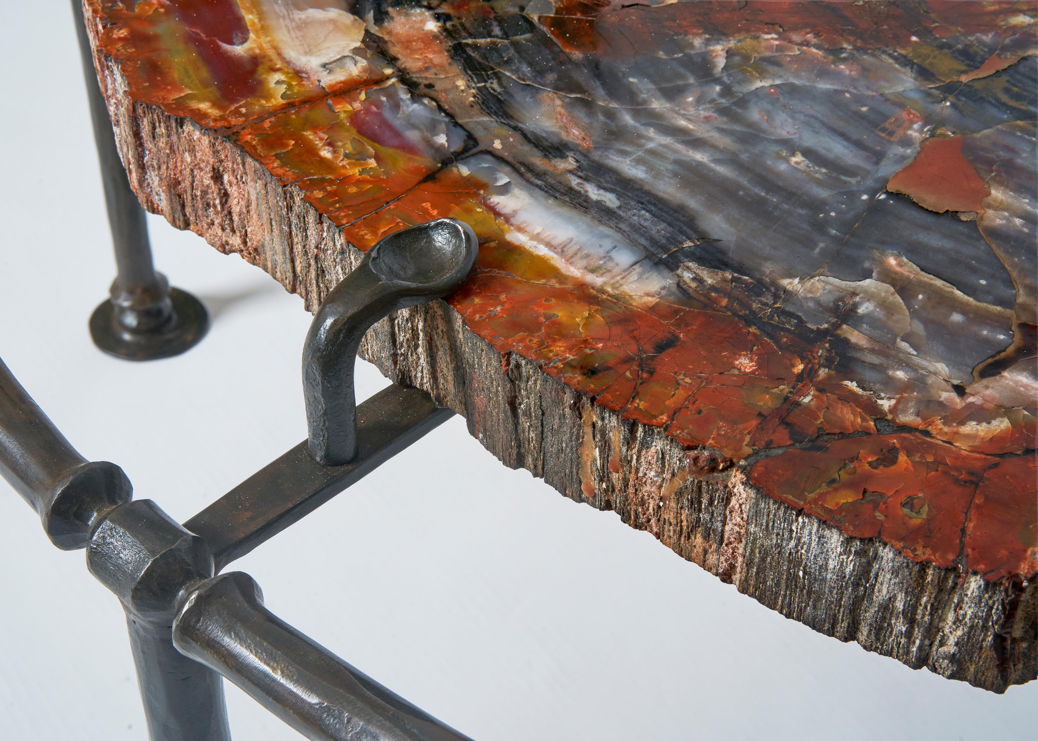 French Petrified Wood Table by Romain Barré For Sale