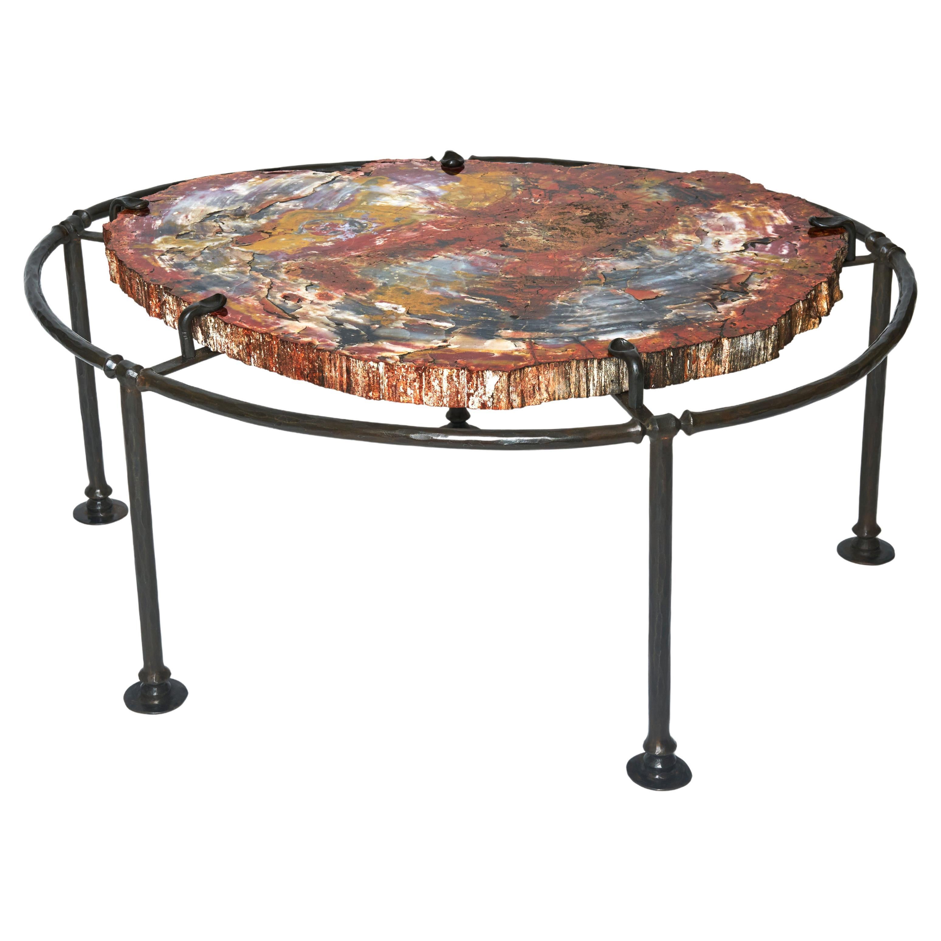 Petrified Wood Table by Romain Barré For Sale