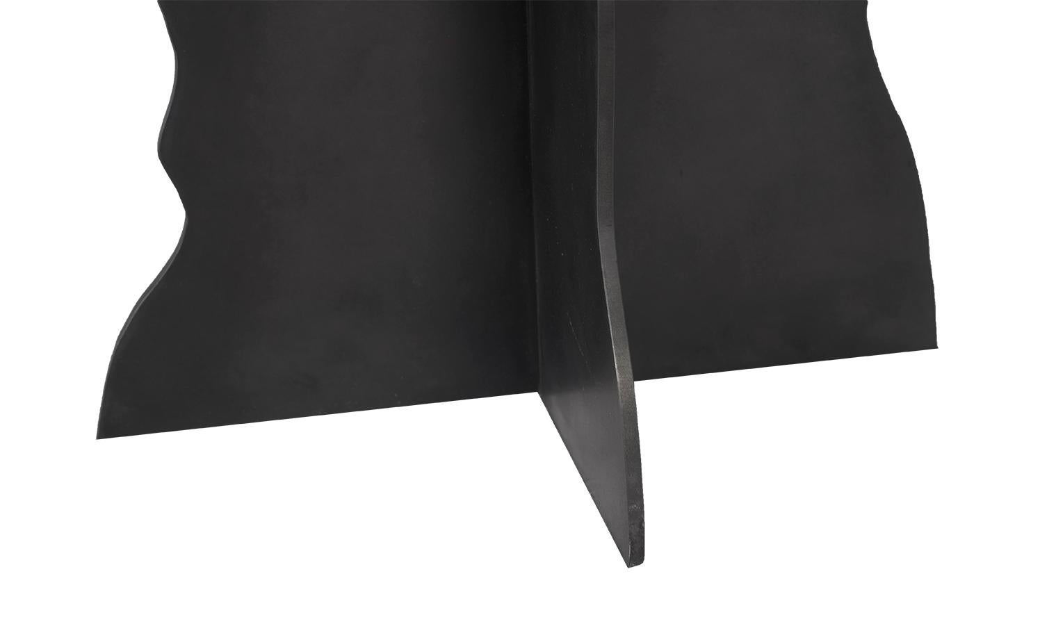 Organic Modern Petrified Wood Top on Free-Hand Ebonized Steel Base End Table For Sale