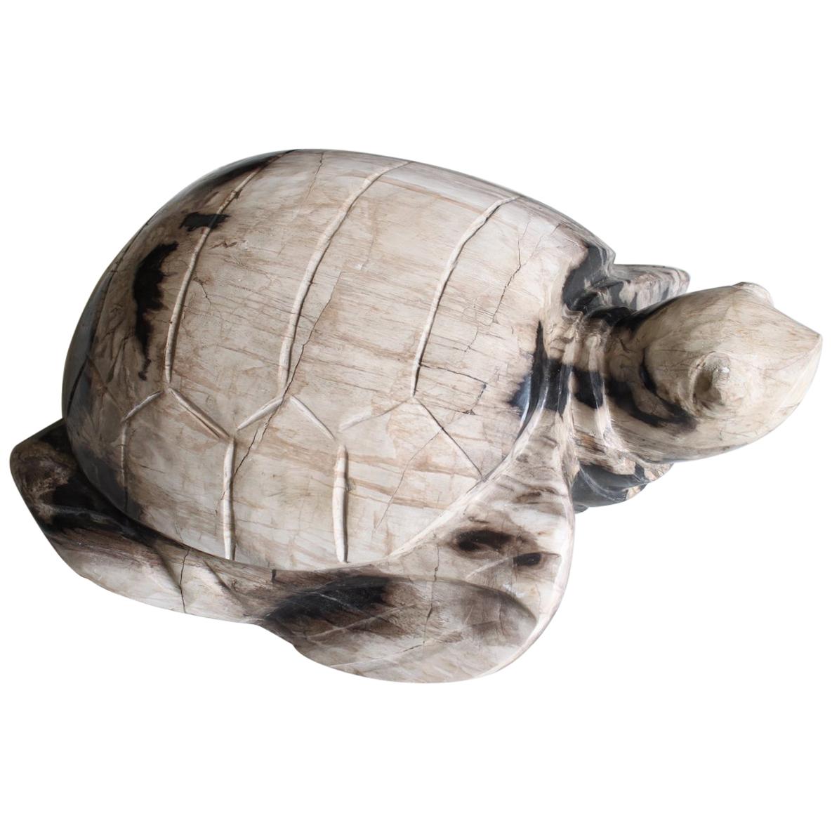 Petrified Wood Turtle Sculpture
