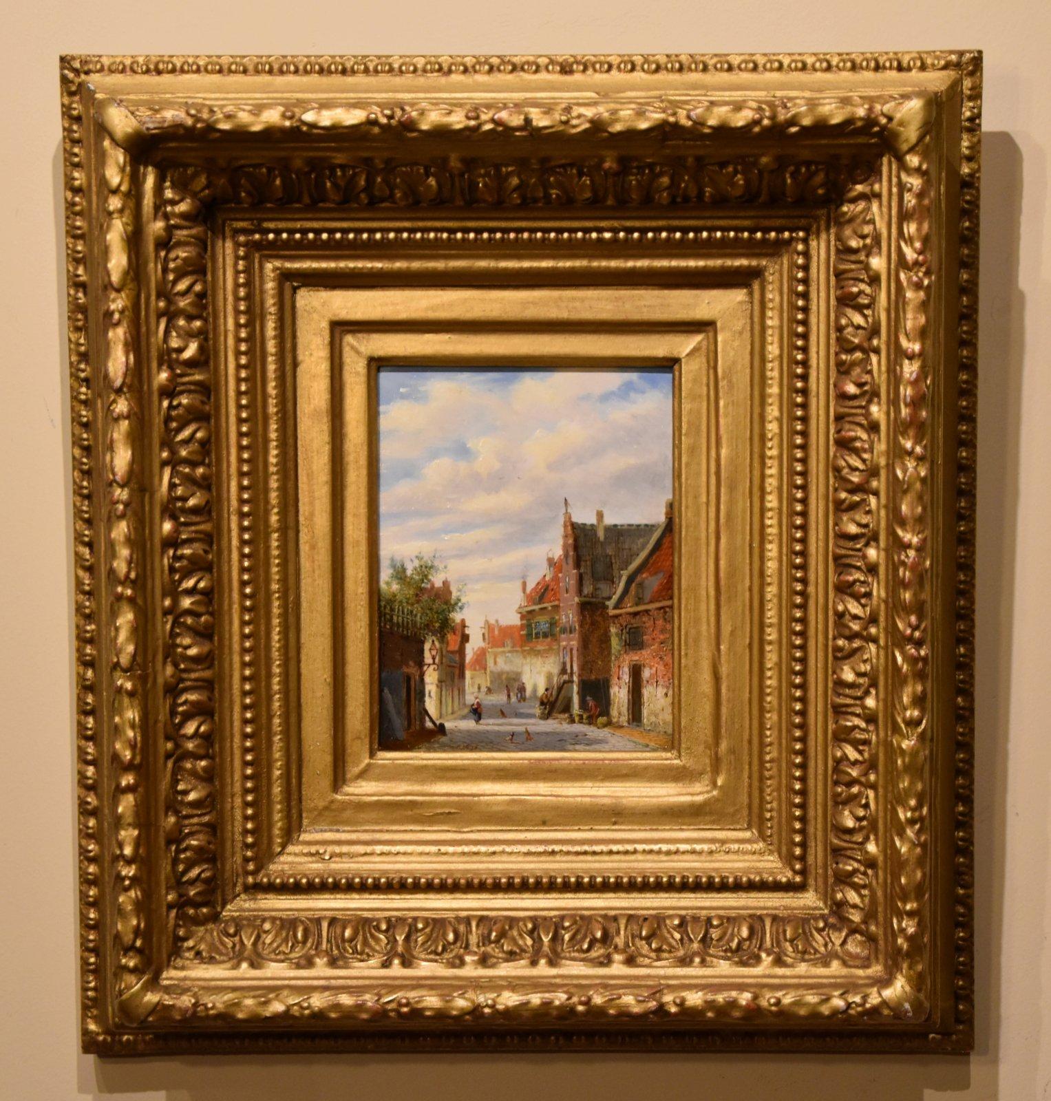 Oil Painting circle of Petrius Geradus Vertin "Dutch Townscene"  1819 - 1893. Very typical scene of Vertin or one of his followers. Fine quality town scene in a superb original frame. Oil on panel. 

Dimensions unframed  7.5  x  5.5
Dimensions