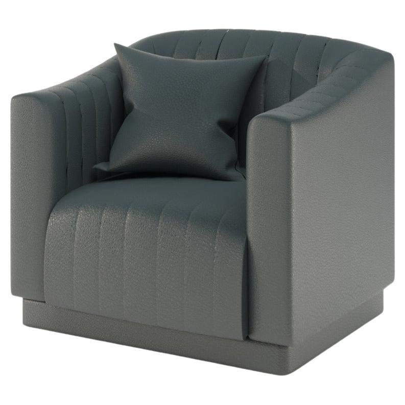 Fauteuil moderne en cuir pétrole Uphostery