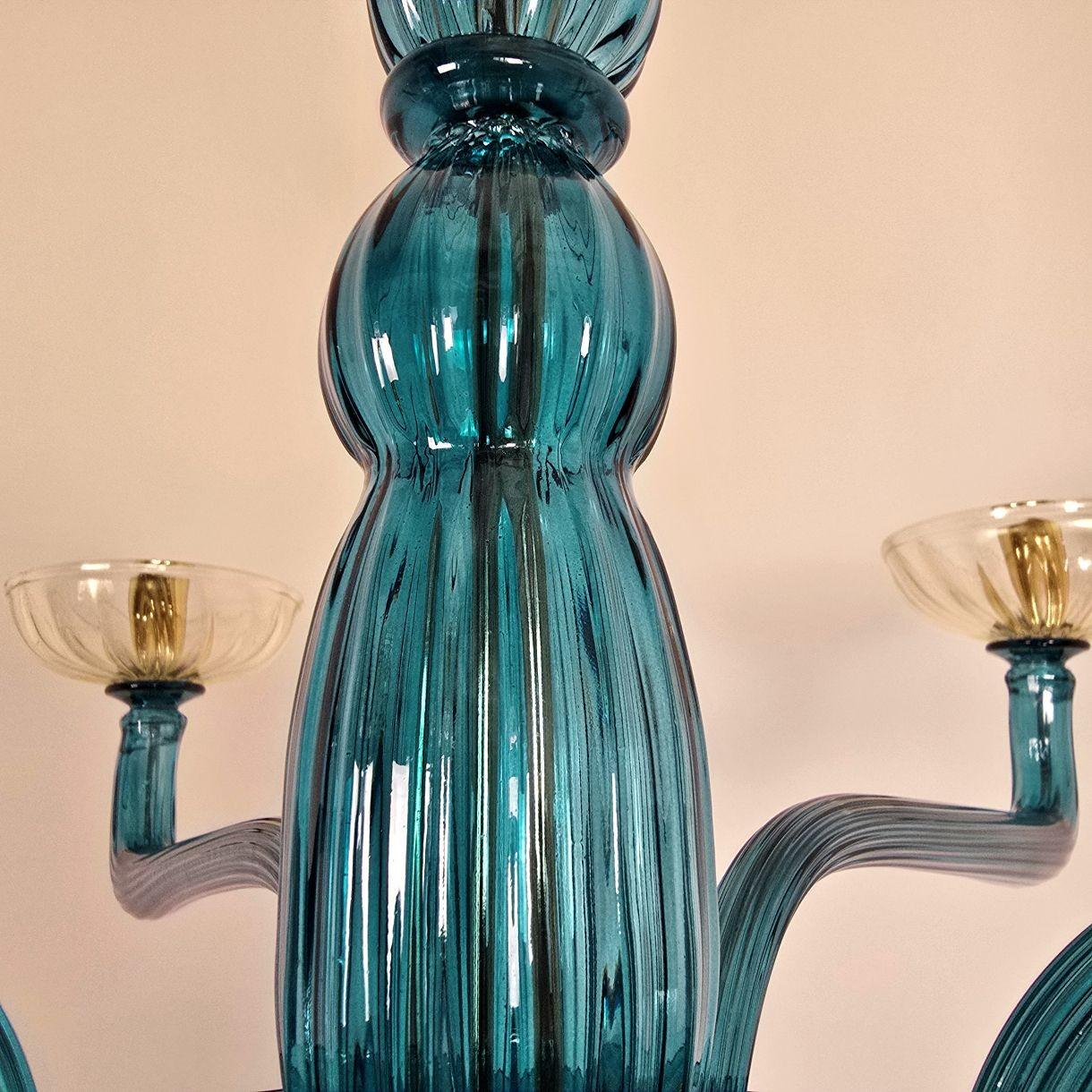 Lampadario in vetro di Murano blu petrolio in vendita 3