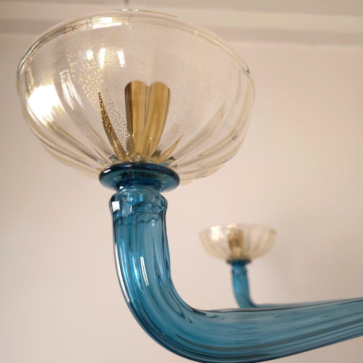Vetro di Murano Lampadario in vetro di Murano blu petrolio in vendita