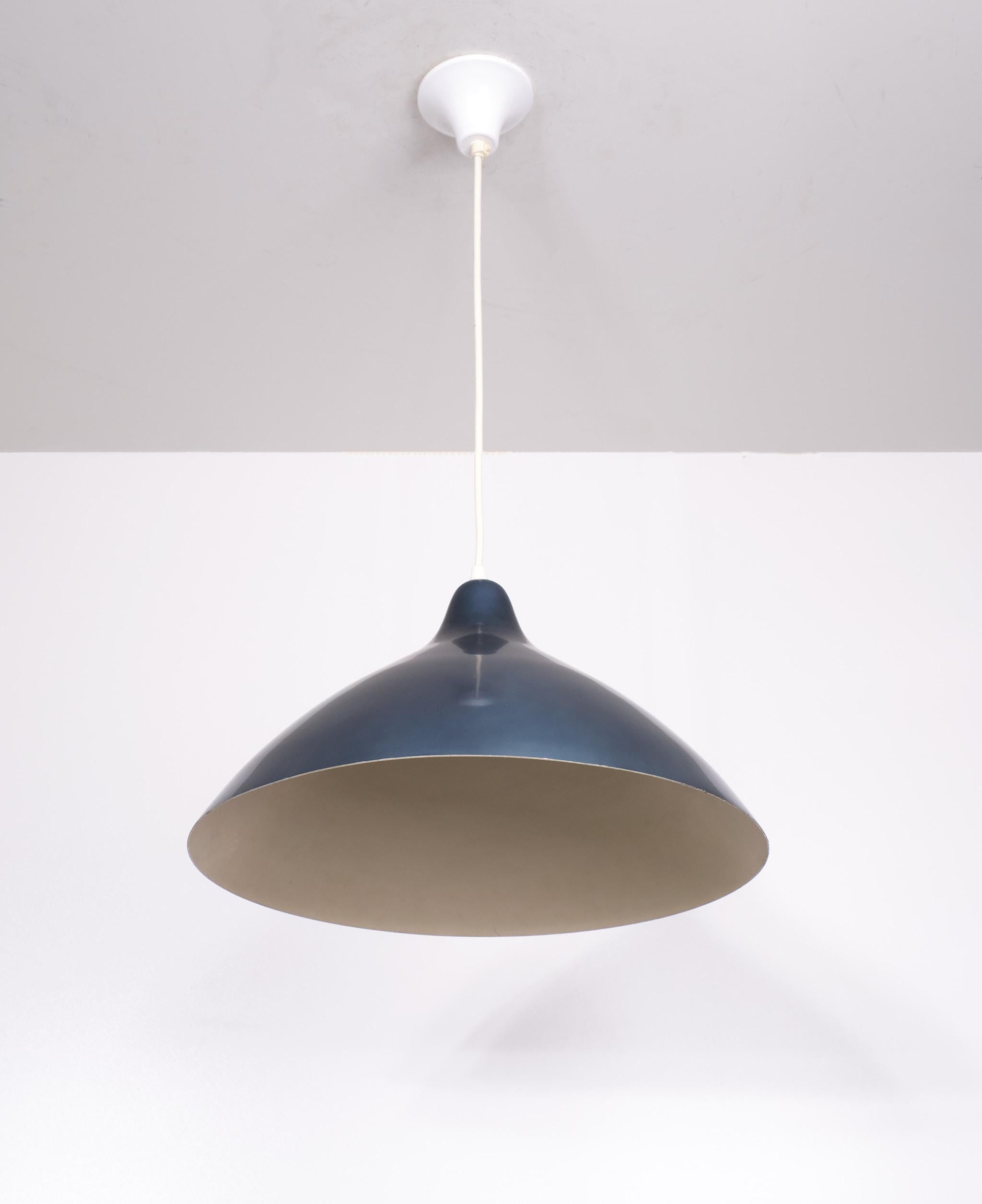 Finnish Petrol Blue Pendant Lamp by Lisa Johansson Pape for Orno,  1950s For Sale