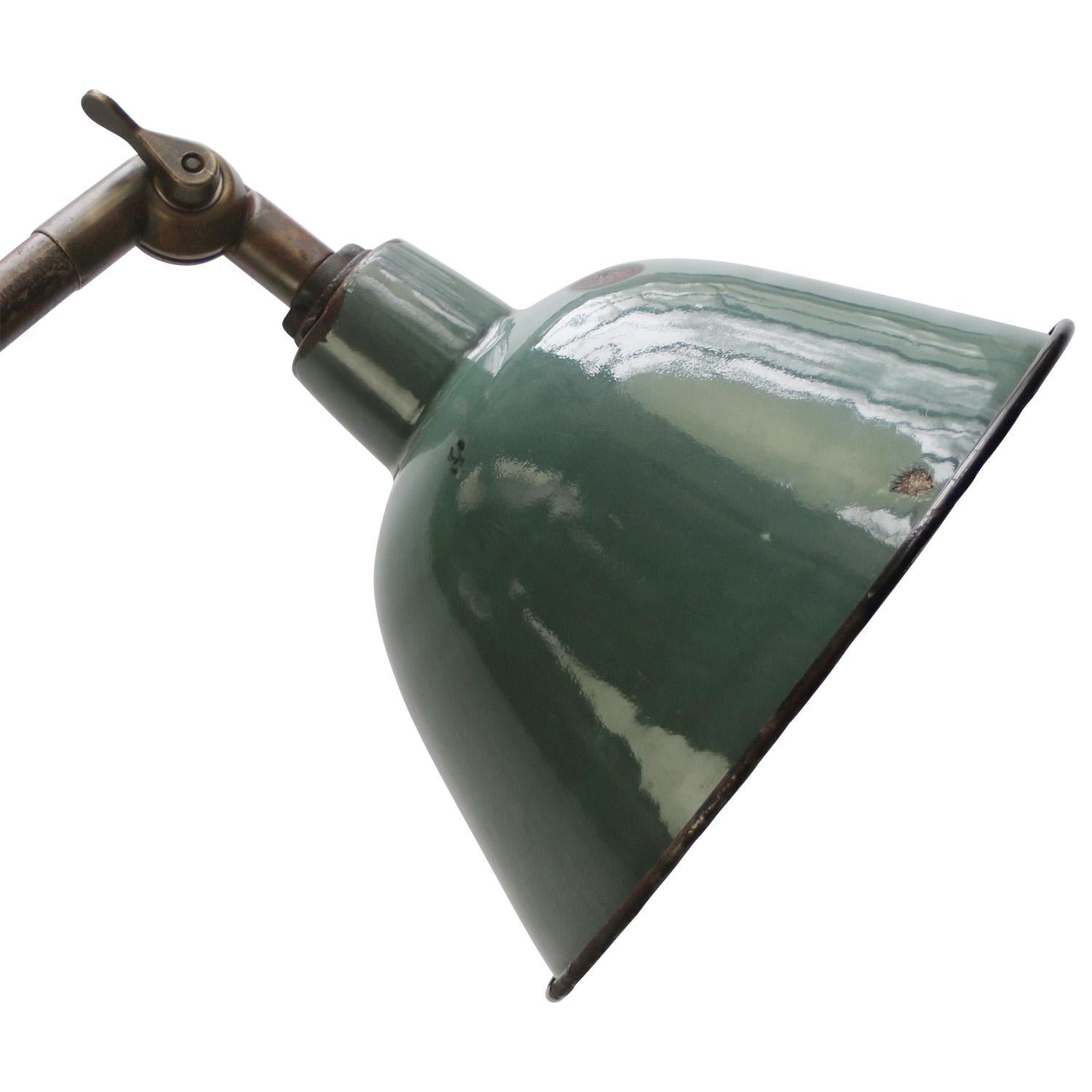 Industrial Petrol Enamel Cast Iron Brass Floor Lamp For Sale