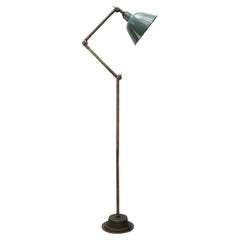 Vintage Petrol Enamel Cast Iron Brass Floor Lamp