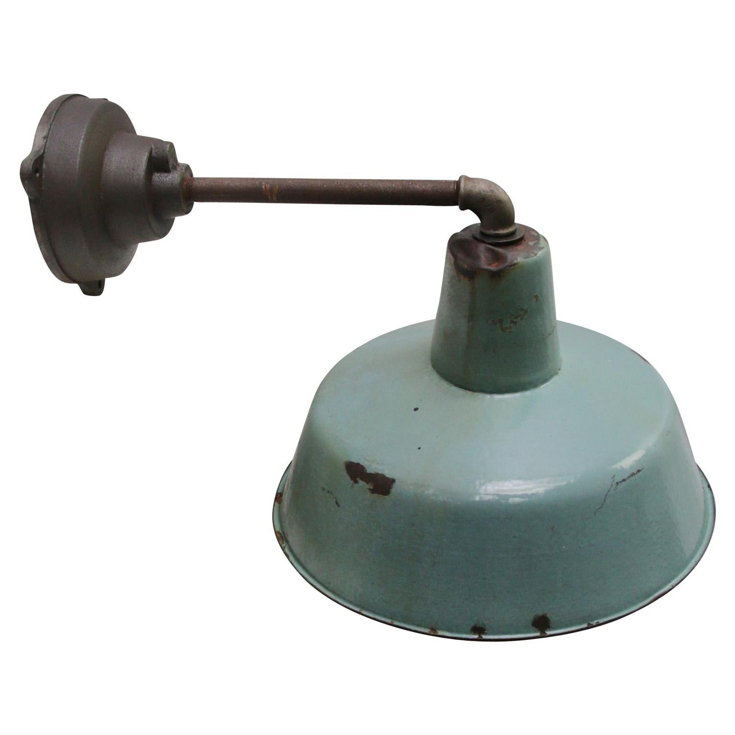 Polish Petrol Enamel Vintage Industrial Cast Iron Scone Wall Light For Sale