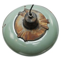 Petrol Enamel Vintage Industrial Raw Cast Iron Clear Glass Pendant Lamp