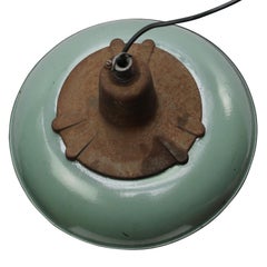 Petrol Enamel Vintage Industrial Rust Cast Iron Top Clear Glass Pendant Lamp