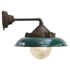 Petrol Enamel Vintage Industrial Striped Glass Scones Wall Lights