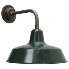Petrol Green Enamel Vintage Industrial Cast Iron Factory Sconce Wall Light