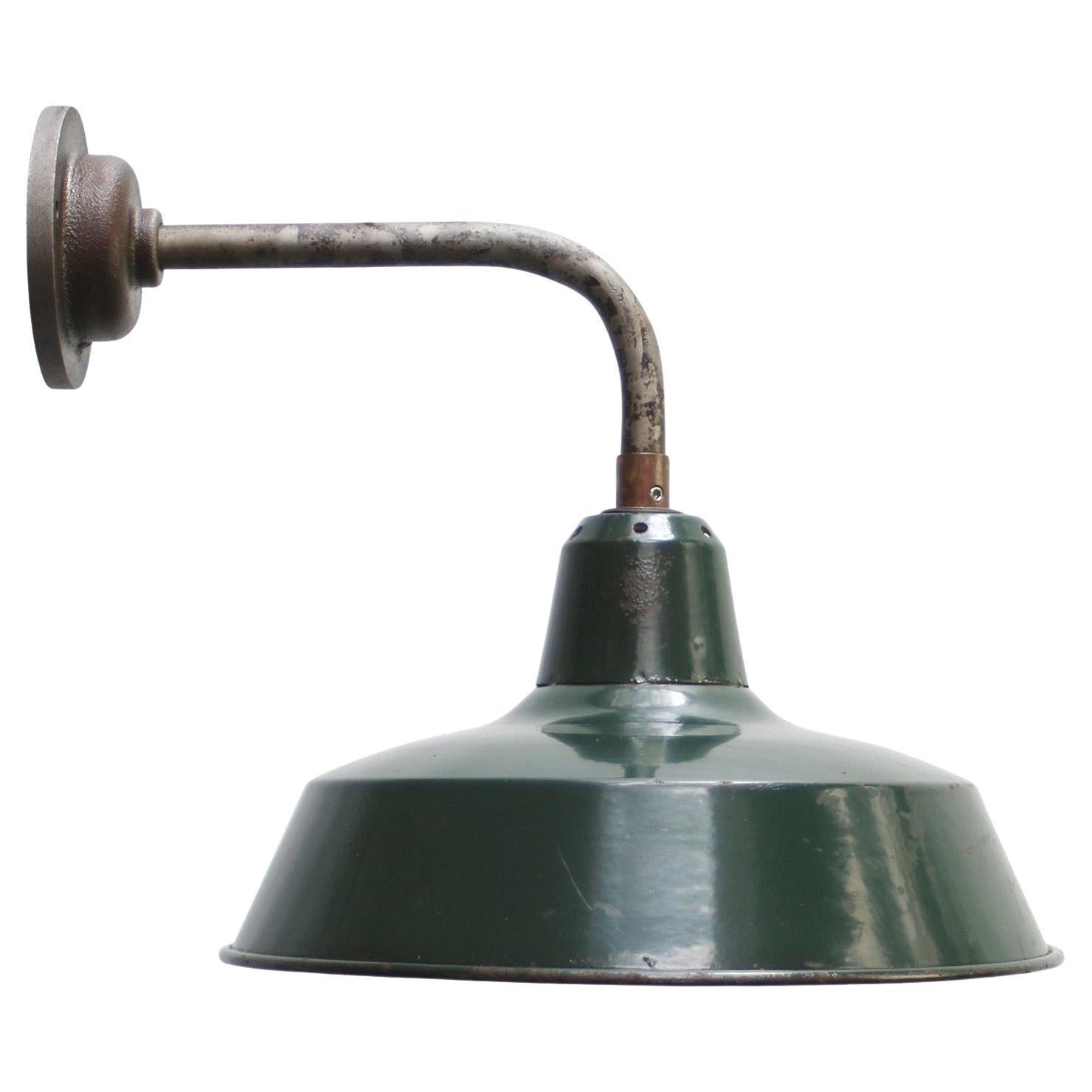 Petrol Green Enamel Vintage Industrial Cast Iron Factory Sconces Wall Lights
