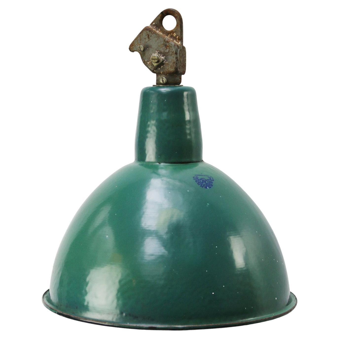 Petrol Green Enamel Vintage Industrial Hanging Lights Pendants