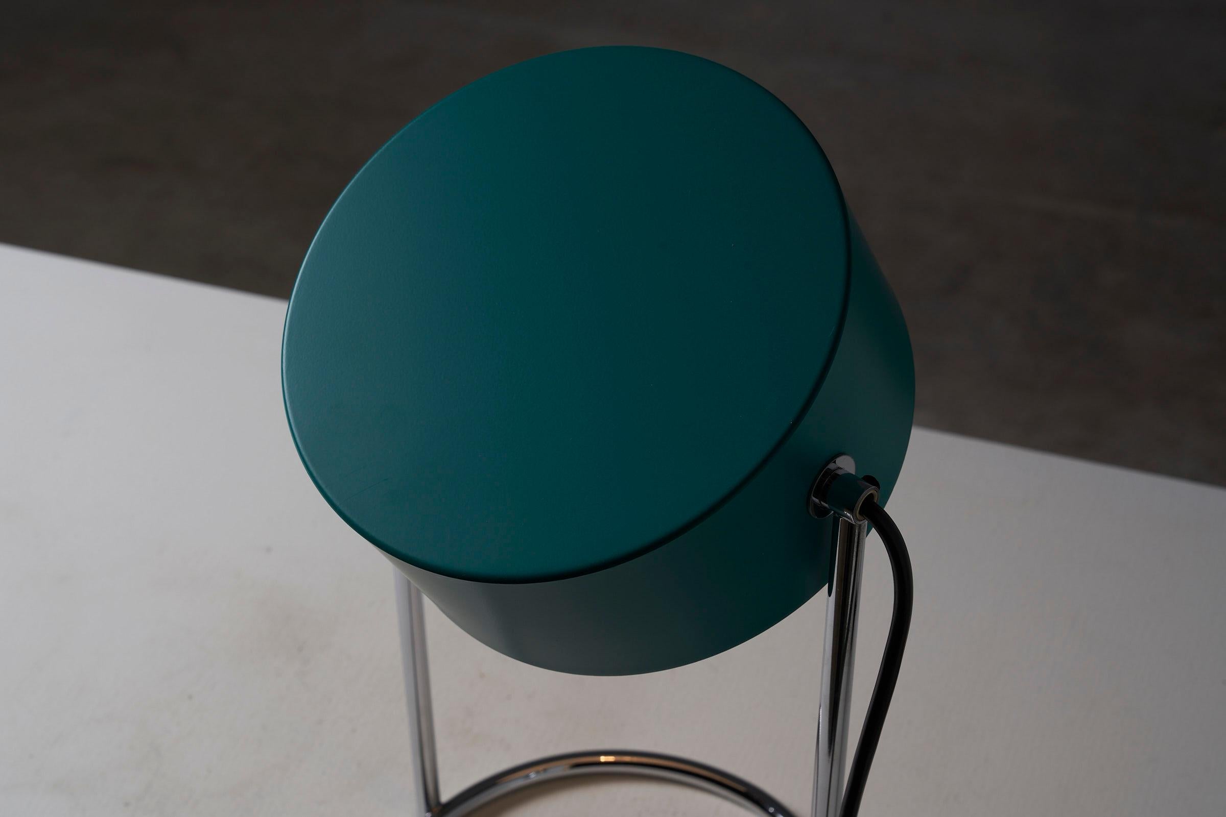 Petrol Green Table Lamp with Chromed Steel Base, Cosack Leuchten In Good Condition For Sale In Mortsel, BE