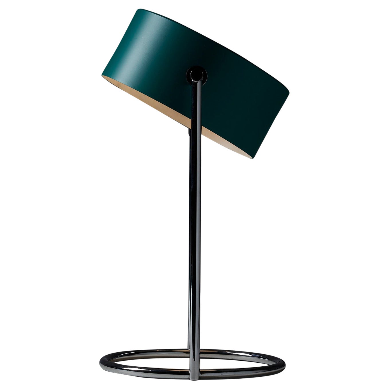 Petrolgrüne Tischlampe mit verchromtem Stahlfuß, Cosack Leuchten im Angebot