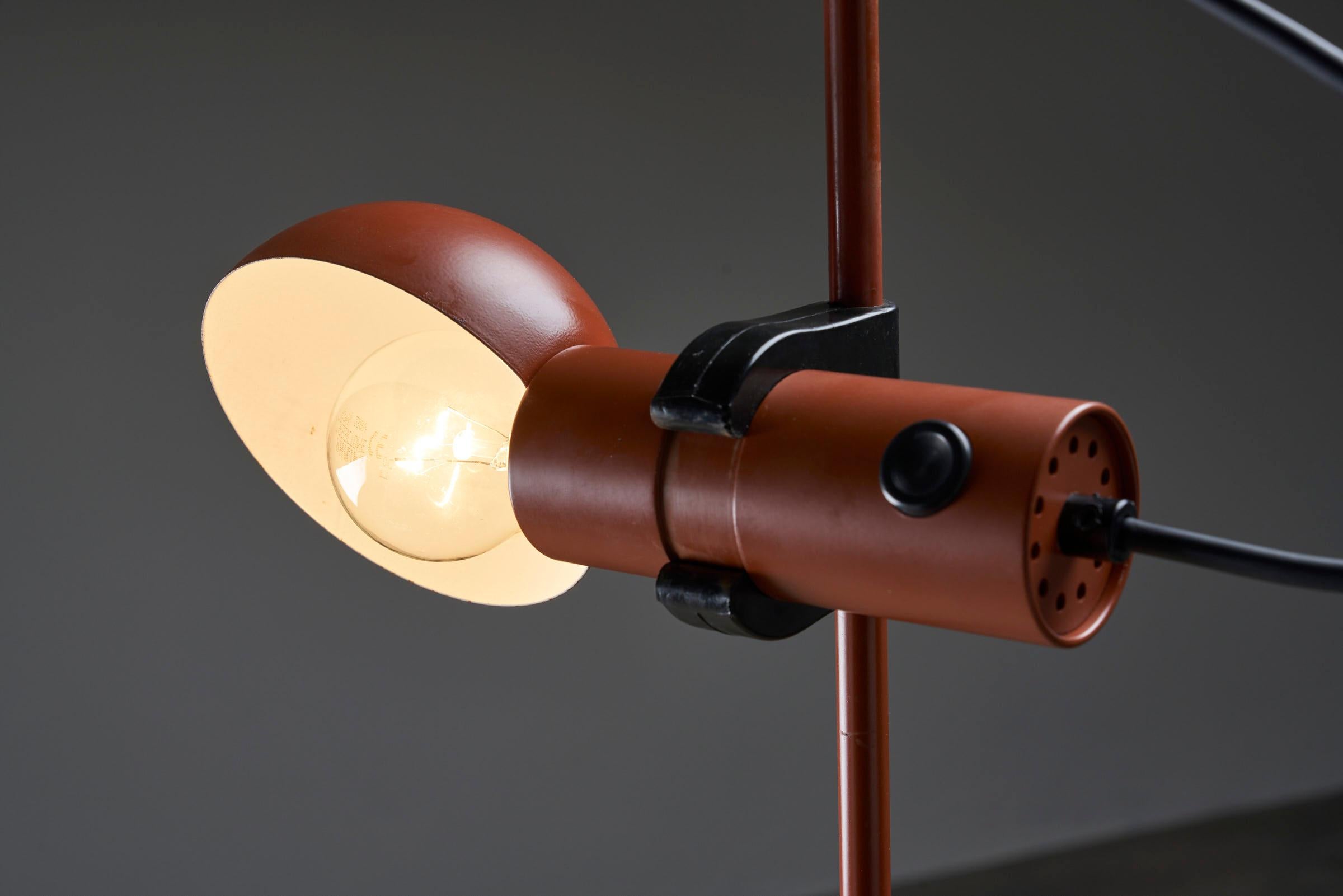 Hand-Crafted Petrol Red Floor Lamp by Raul Barbieri & Giorgio Maranelli for Tronconi For Sale
