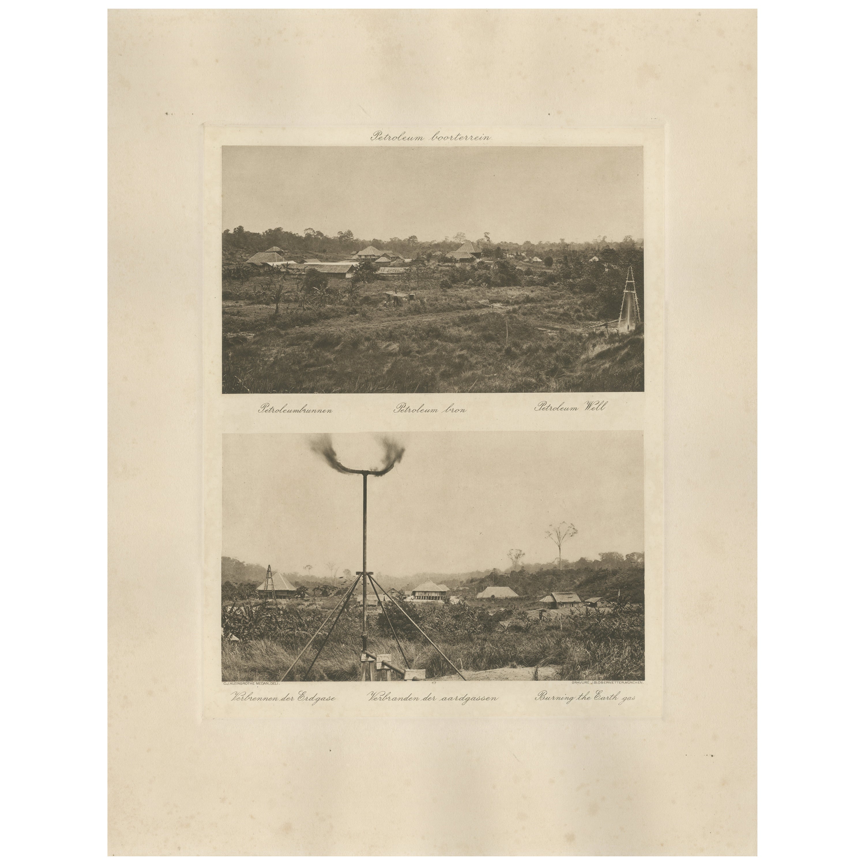 Champs pétroliers avec torchères, Aceh - C.I.C. Photo de Kleingrothe c.C.1910