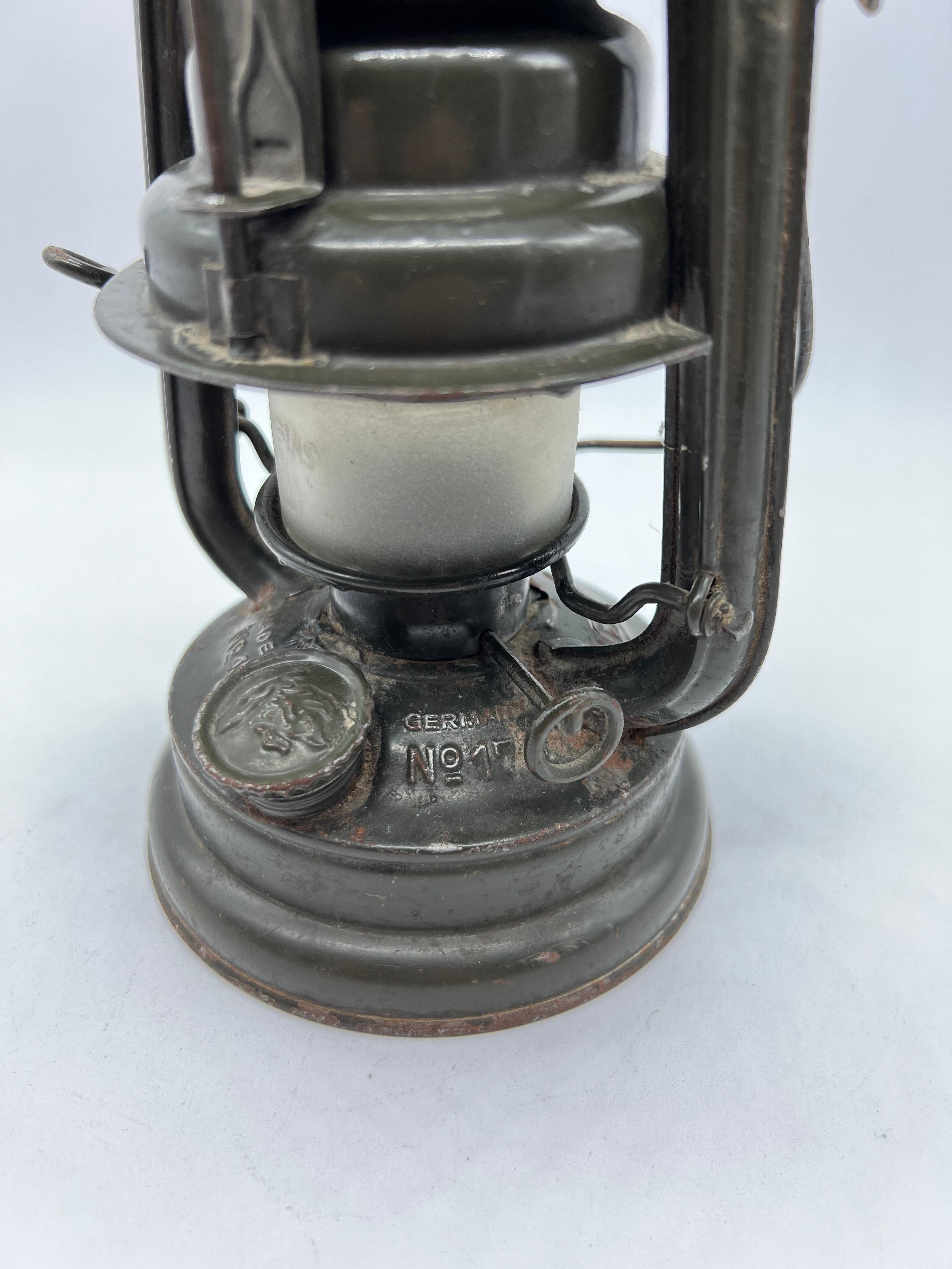 Metal Petroleum Lamp Feuerhand 176 Lantern Jenaer Glass