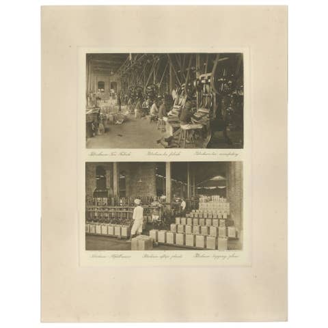 Petroleum Tin Factory & Filling Operations — Photogravure, Sumatra ca.1900