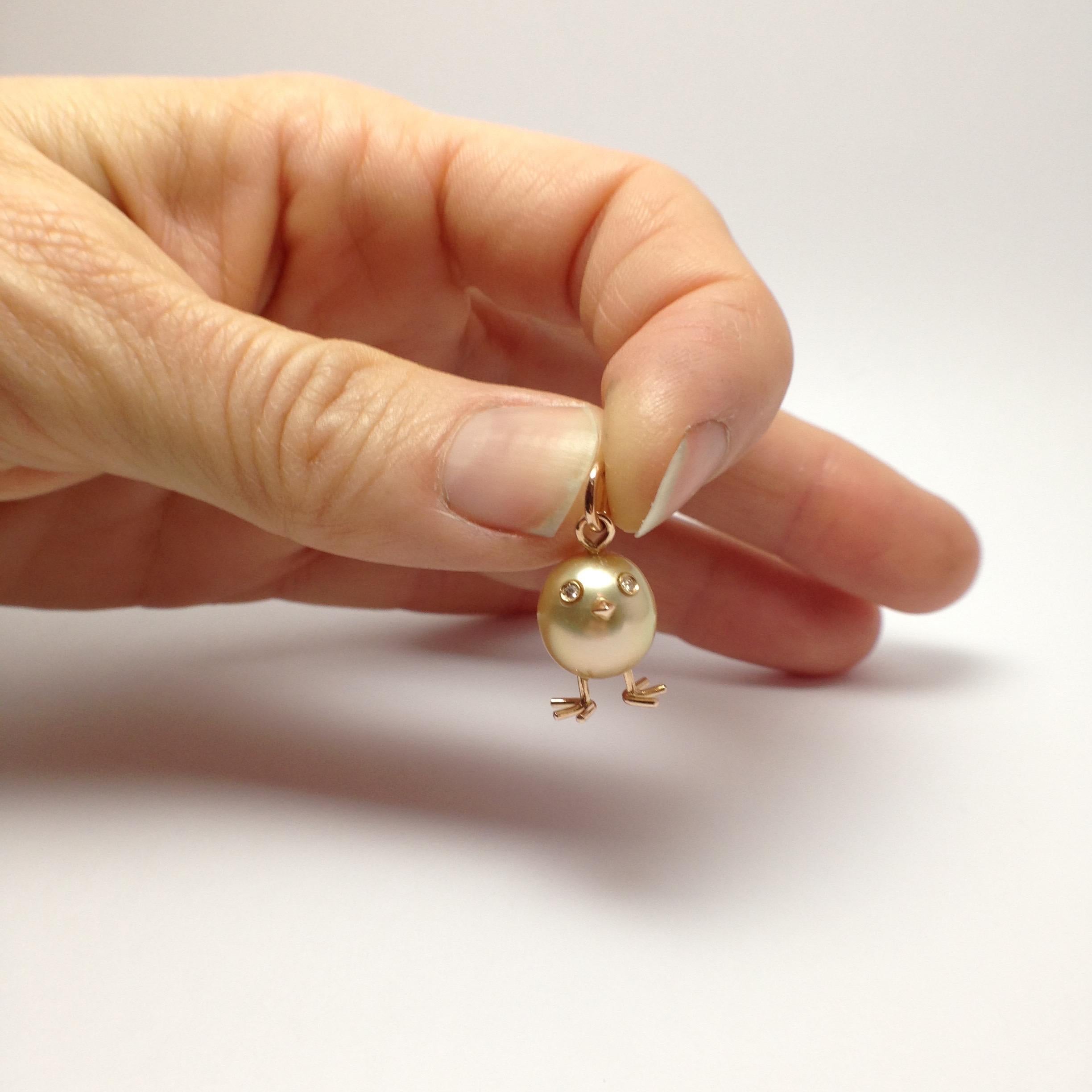 Chick Australian Pearl Diamond Yellow 18 Karat Gold Pendant or Necklace 5