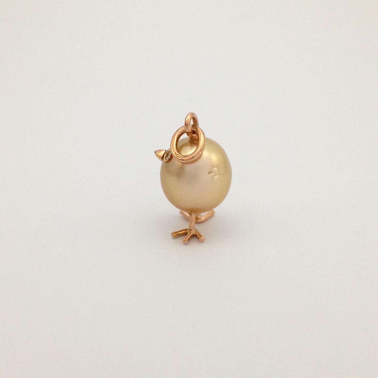 Chick Australian Pearl Diamond Yellow 18 Karat Gold Pendant or Necklace 1