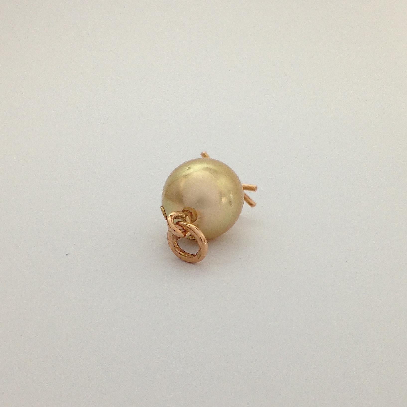 Chick Australian Pearl Diamond Yellow 18 Karat Gold Pendant or Necklace 2
