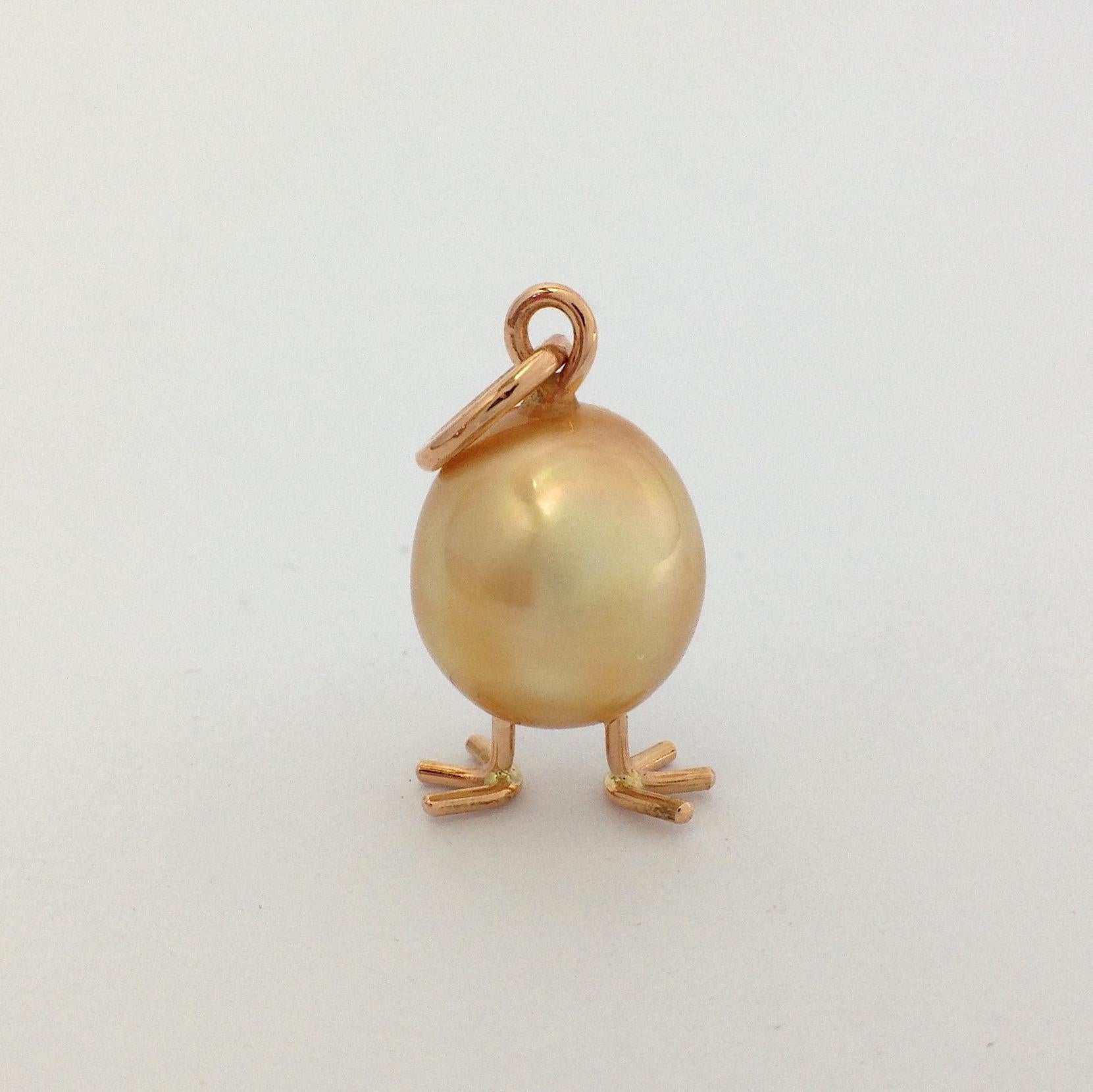 Chick Australian Pearl Diamond Yellow 18 Karat Gold Pendant or Necklace 2