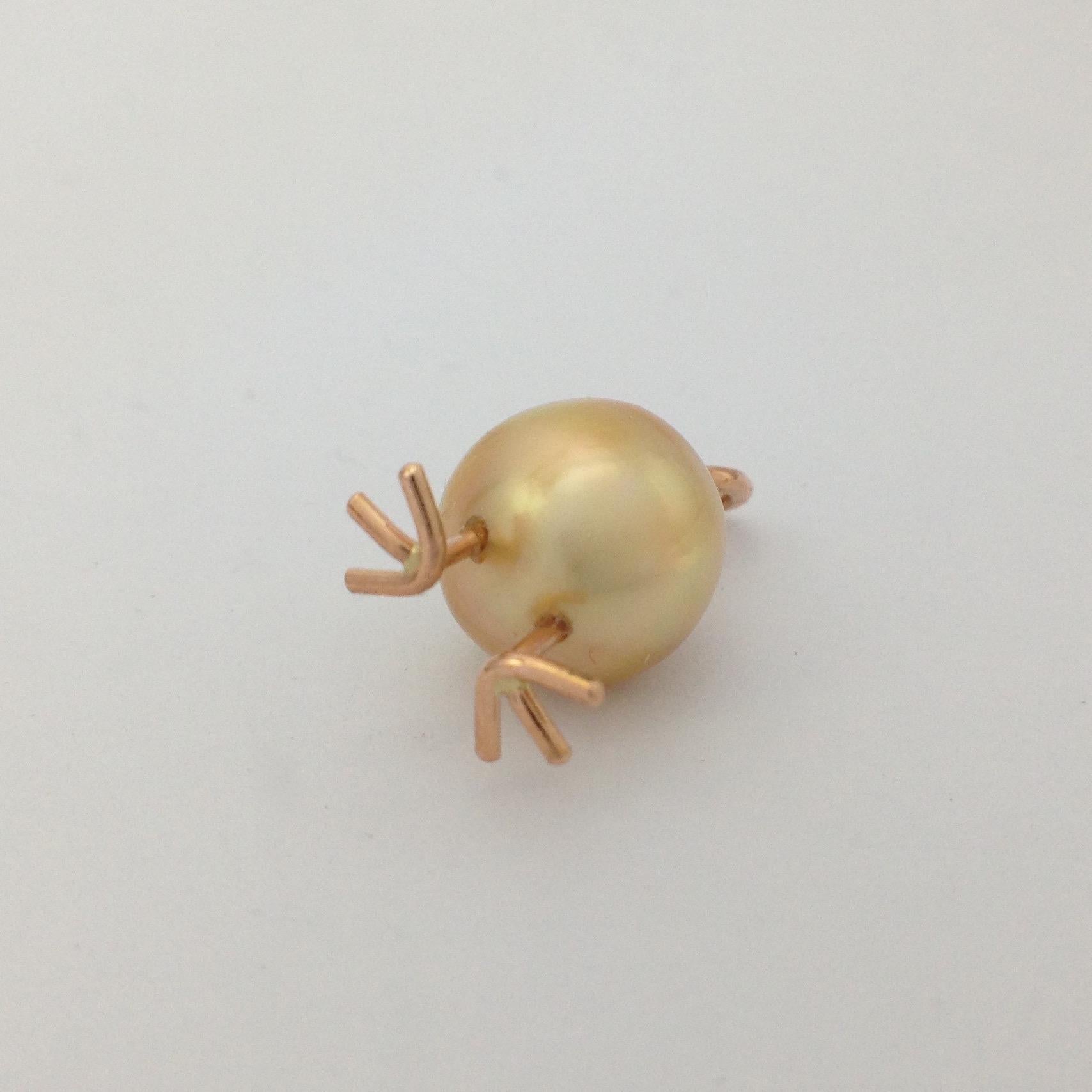 Chick Australian Pearl Diamond Yellow 18 Karat Gold Pendant or Necklace 3